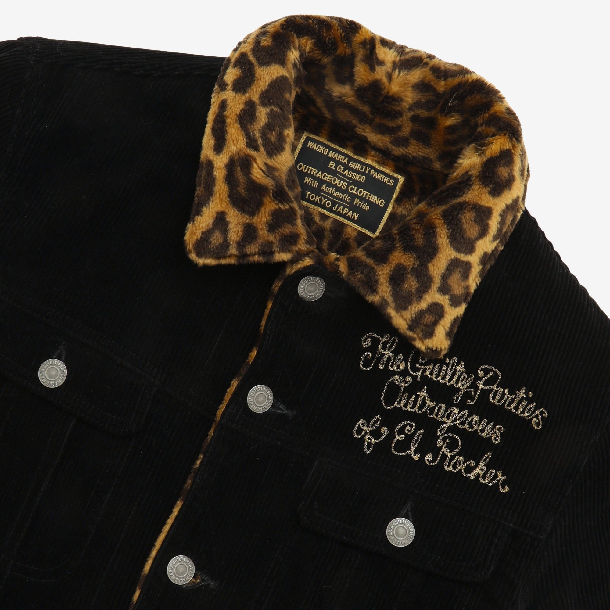 Corduroy Leopard Print Trucker Jacket