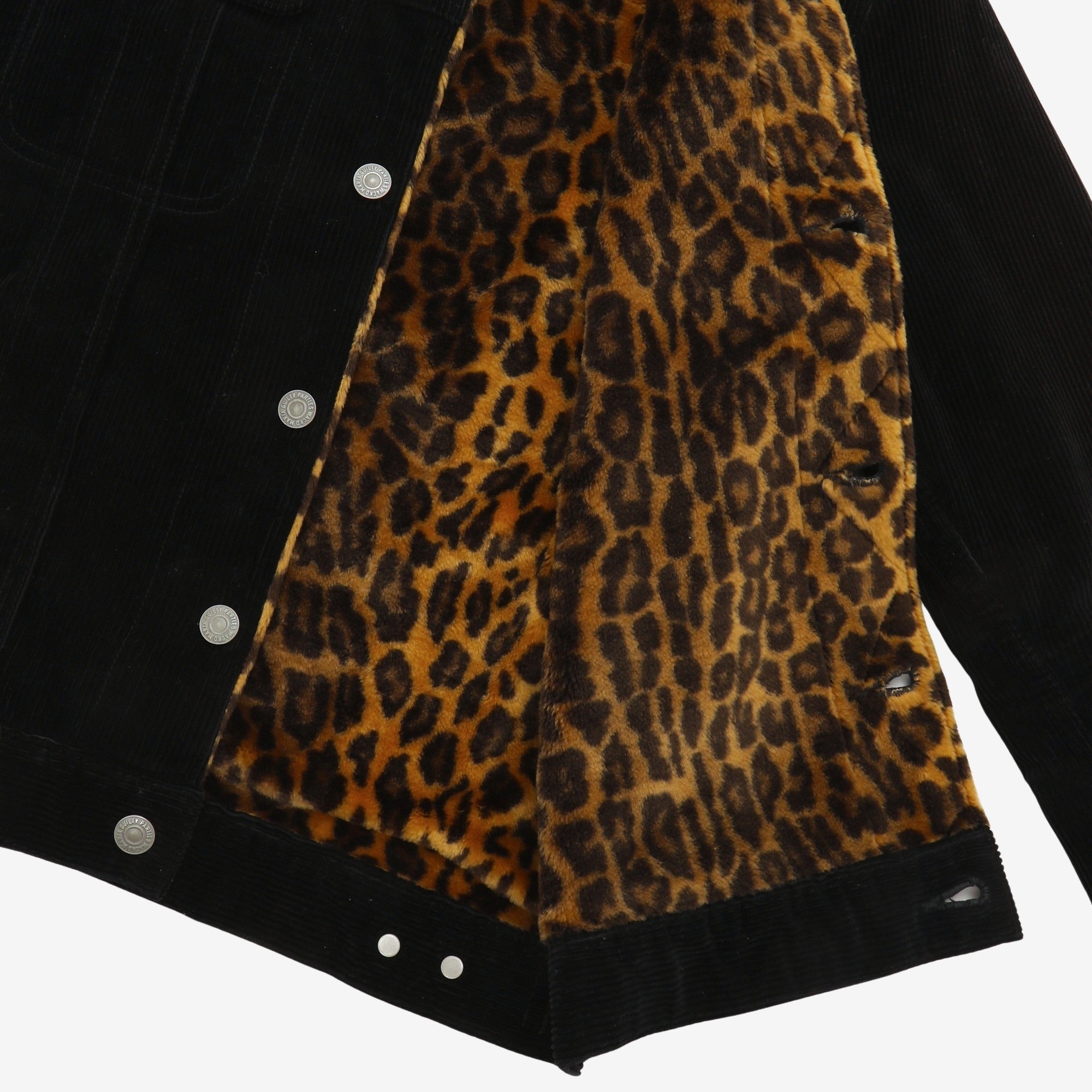 Corduroy Leopard Print Trucker Jacket