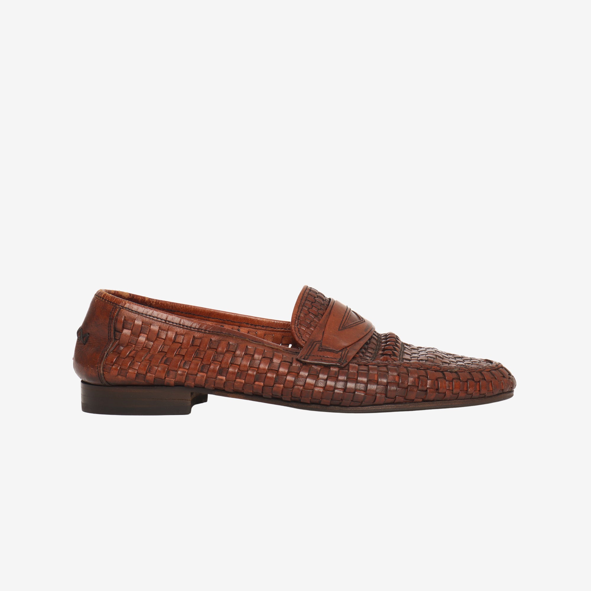Woven Leather Penny Loafers