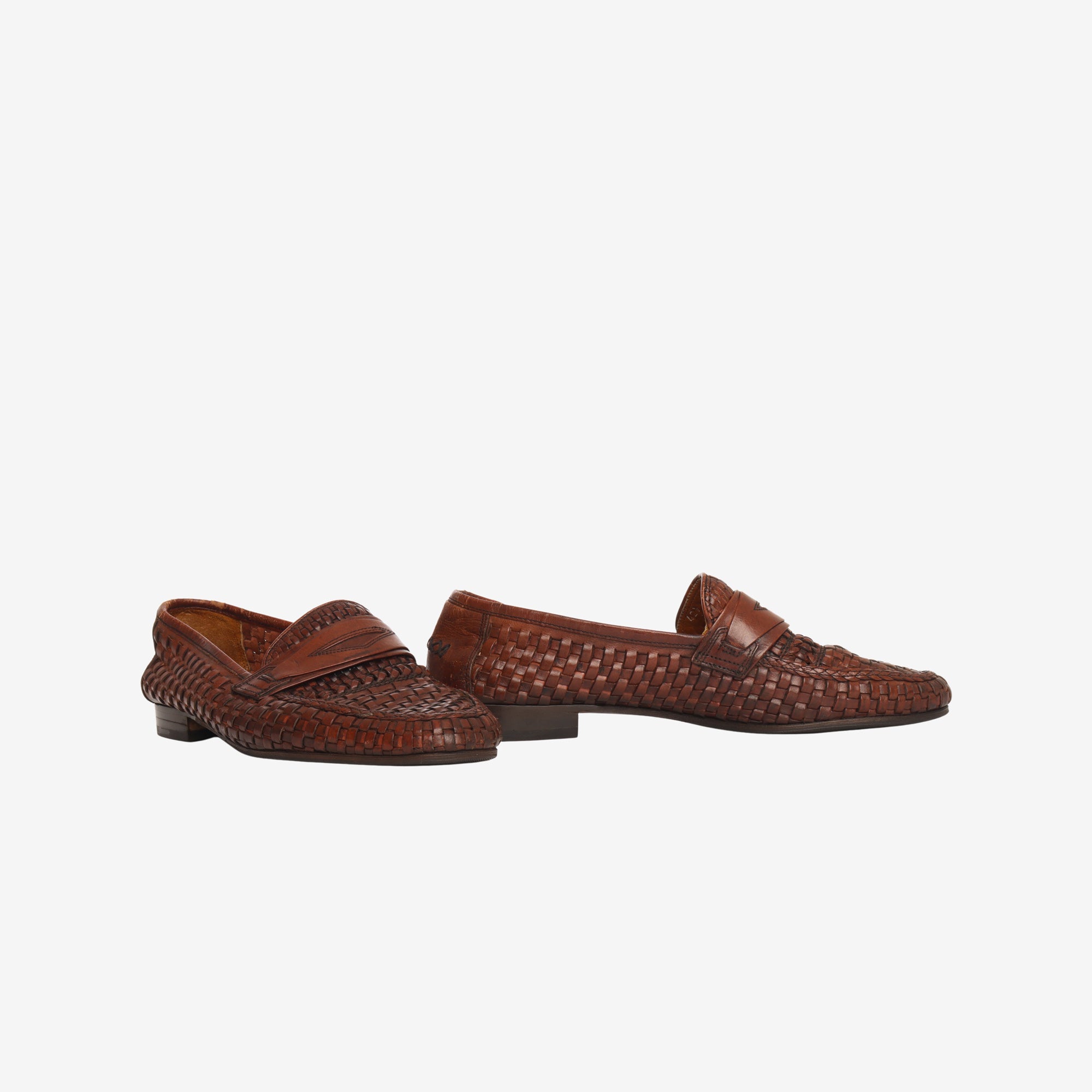 Woven Leather Penny Loafers