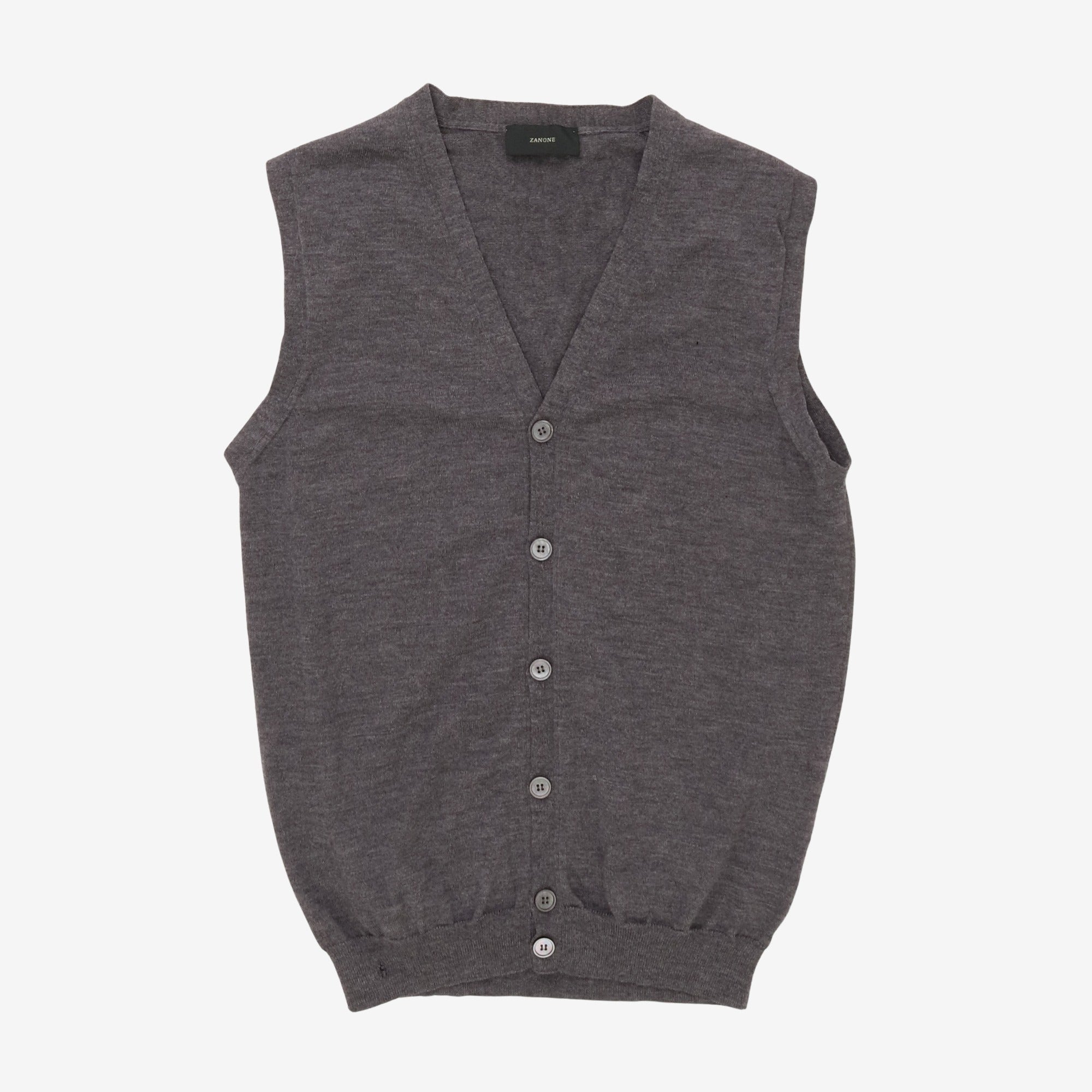 Wool V Neck Sleeveless Cardigan