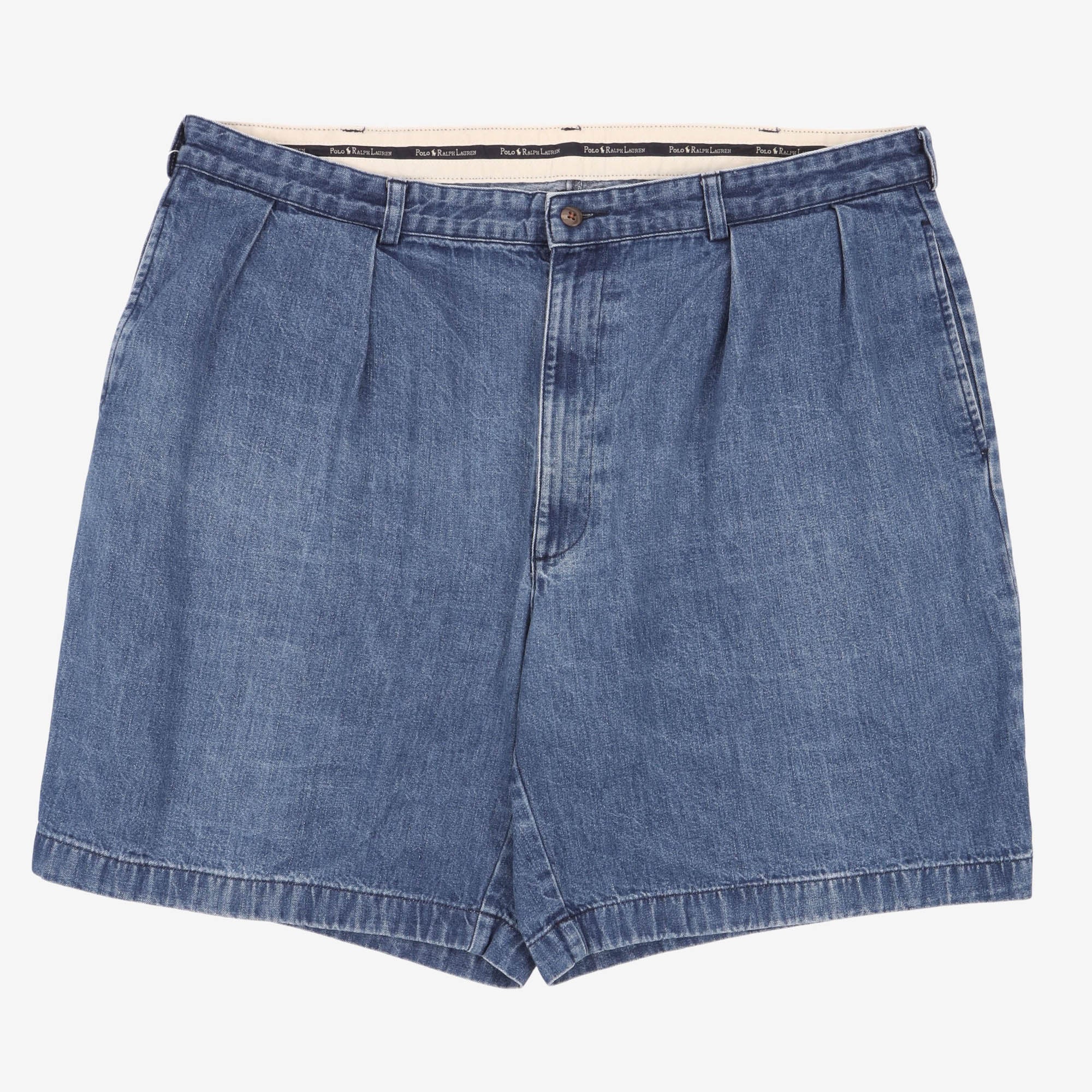 Pleated Denim Wide Shorts (40W)