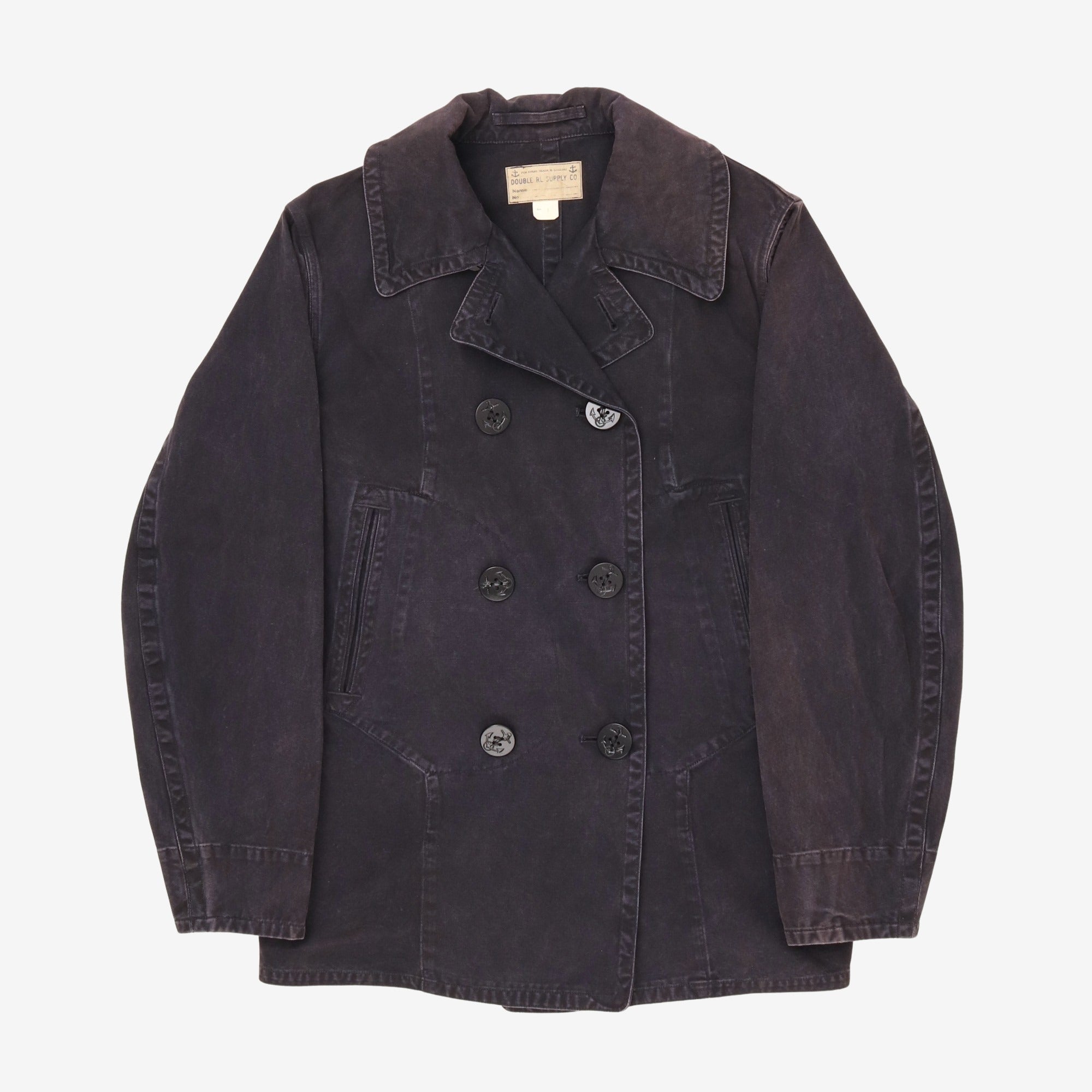Washed Denim Pea Coat