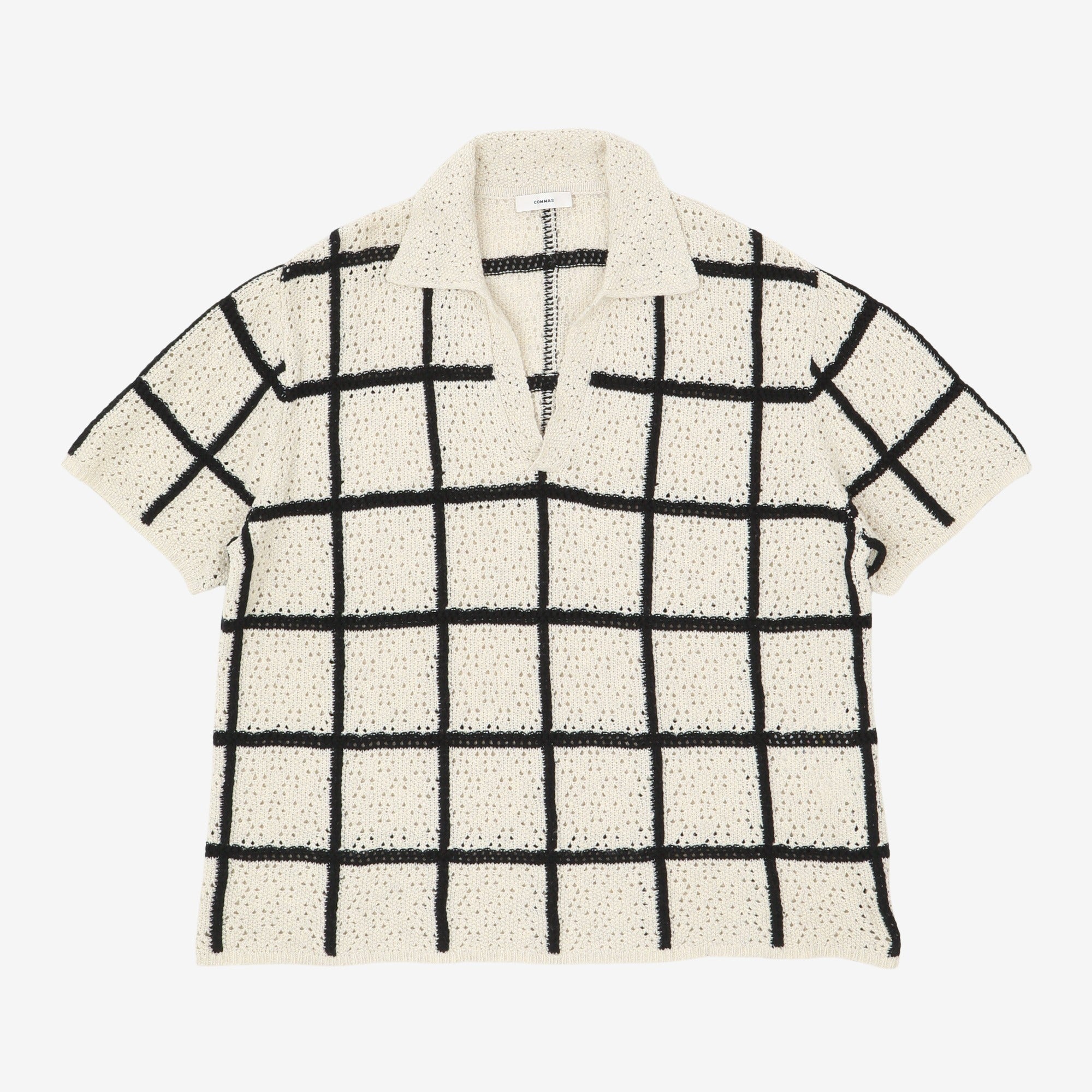 Crochet Check Open Placket Polo