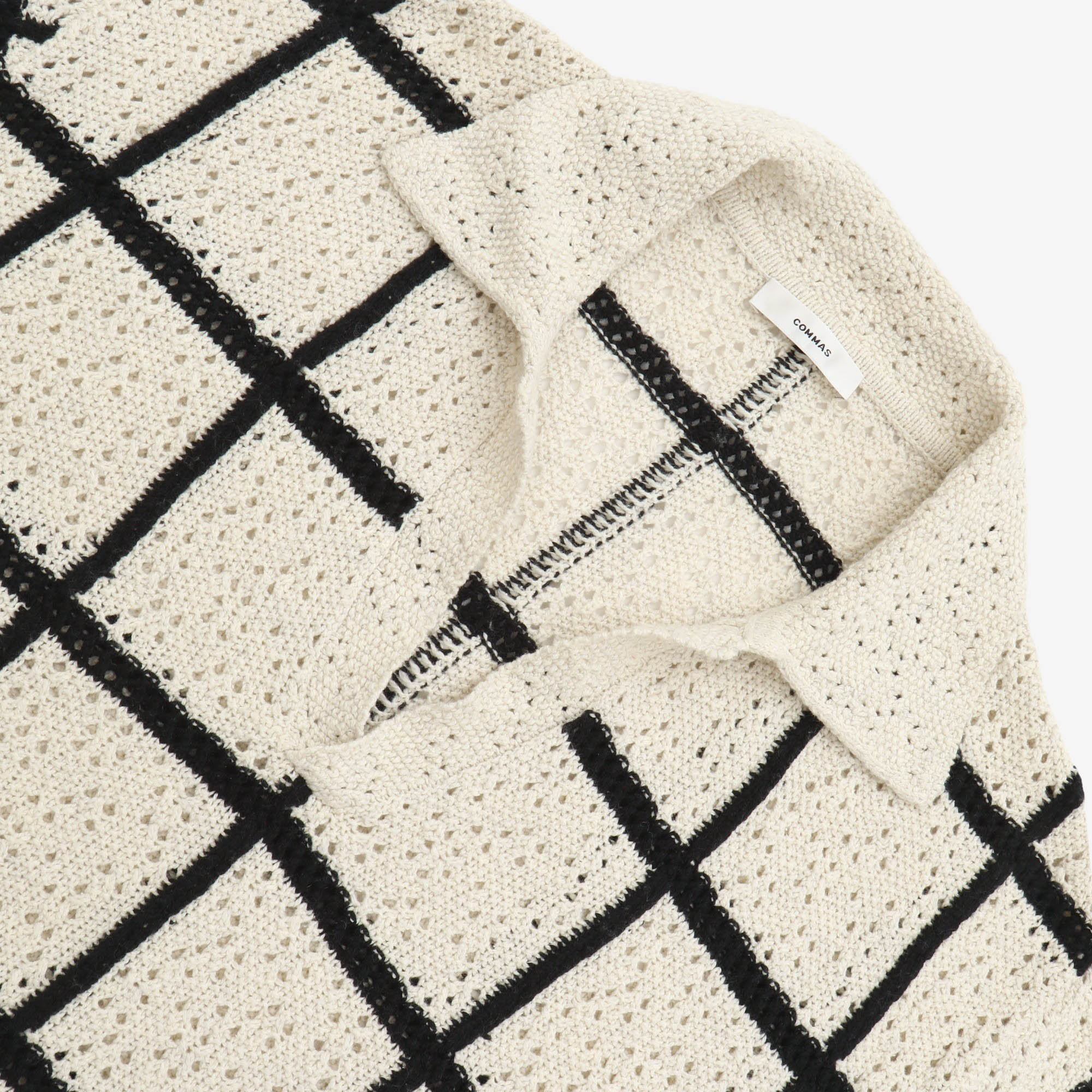 Crochet Check Open Placket Polo