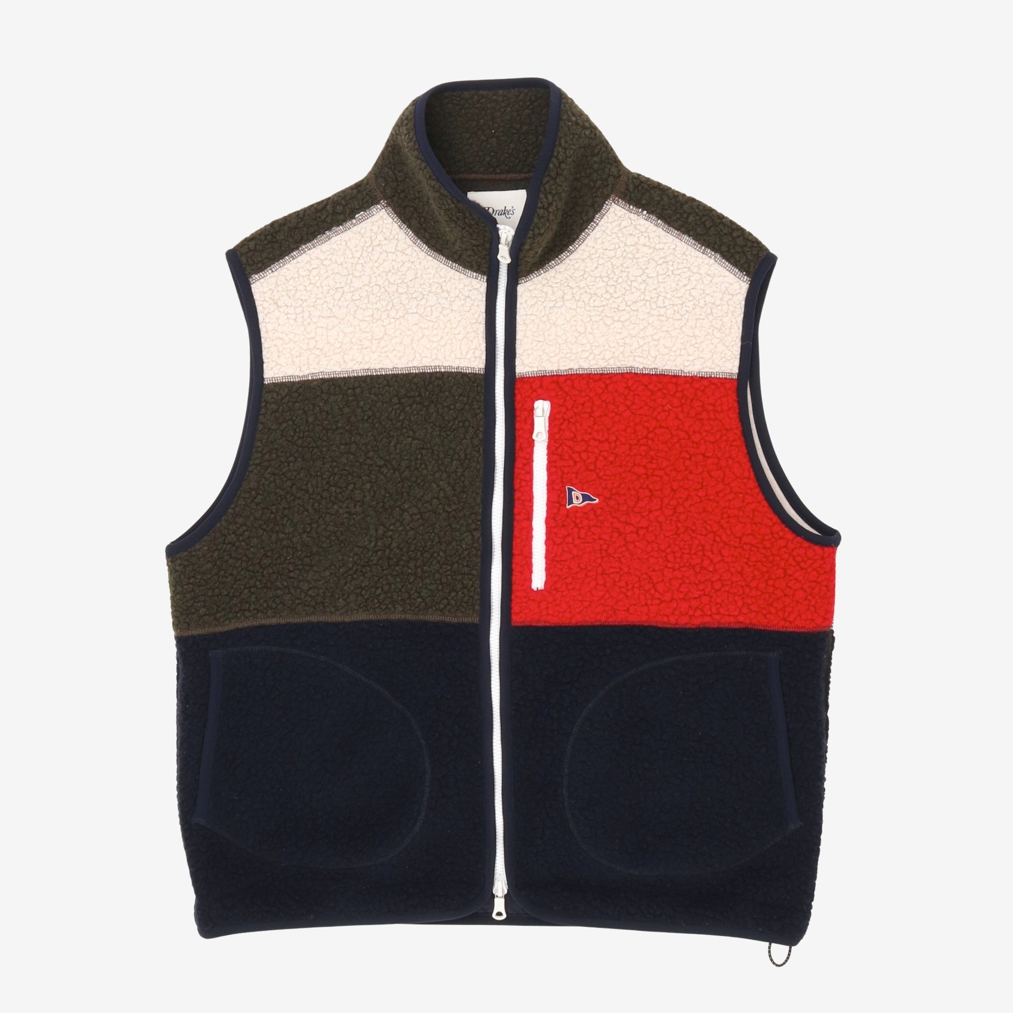Colour Block Boucle Zip Fleece Vest