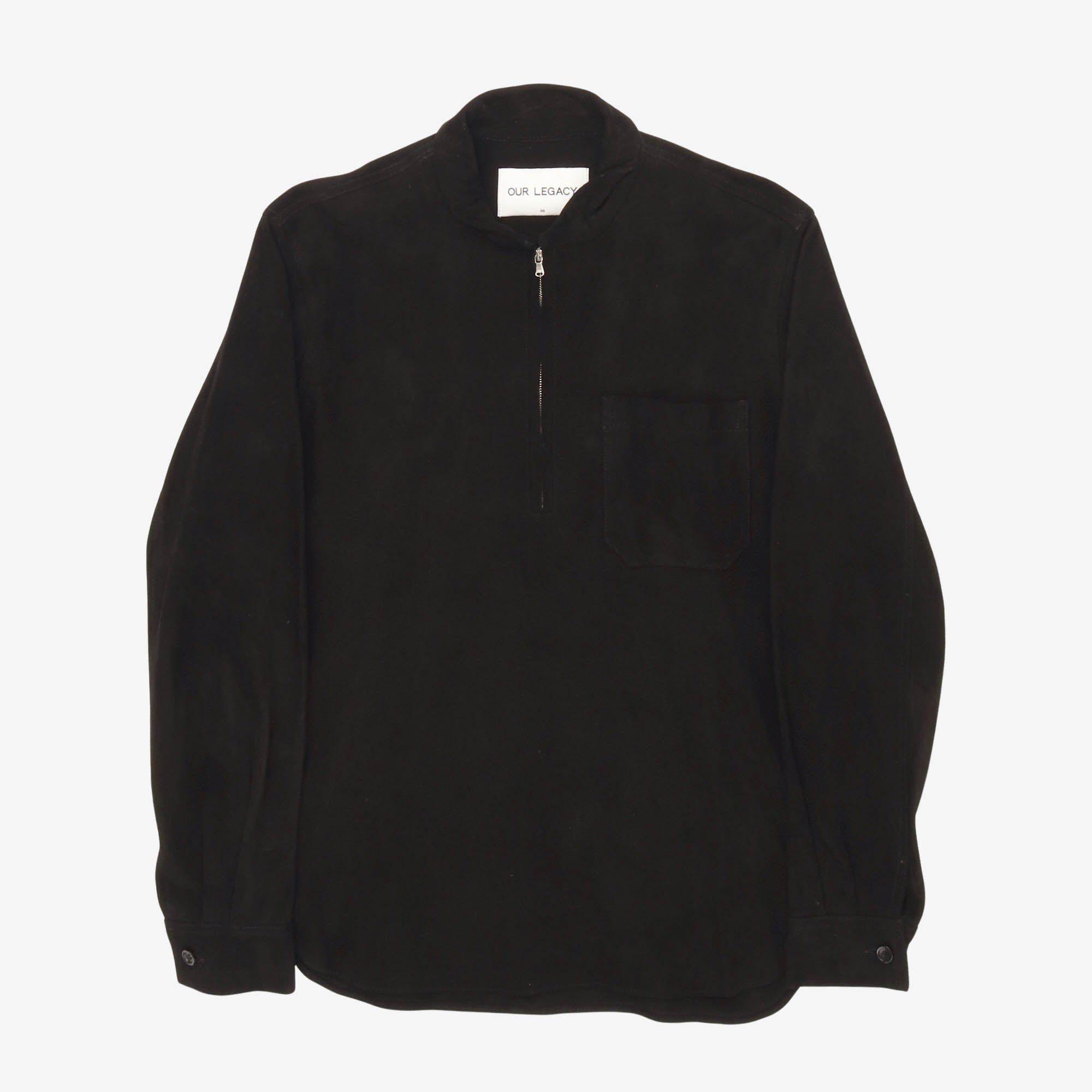 Shawl Half Zip Suede Shirt