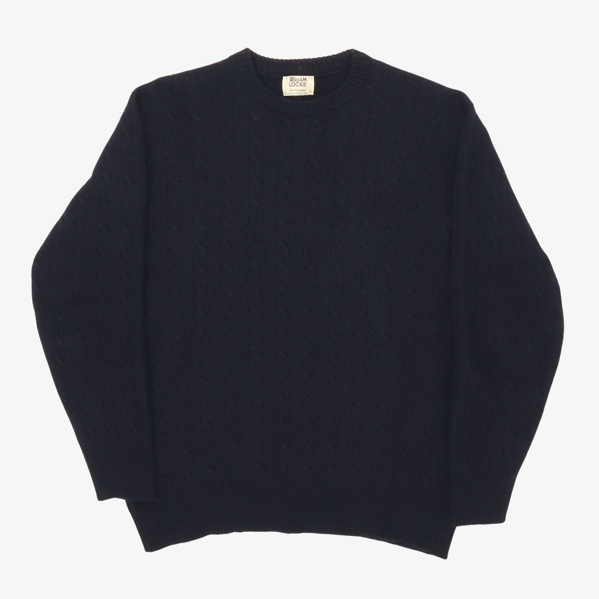 Merino Wool Cable Crewneck Sweater