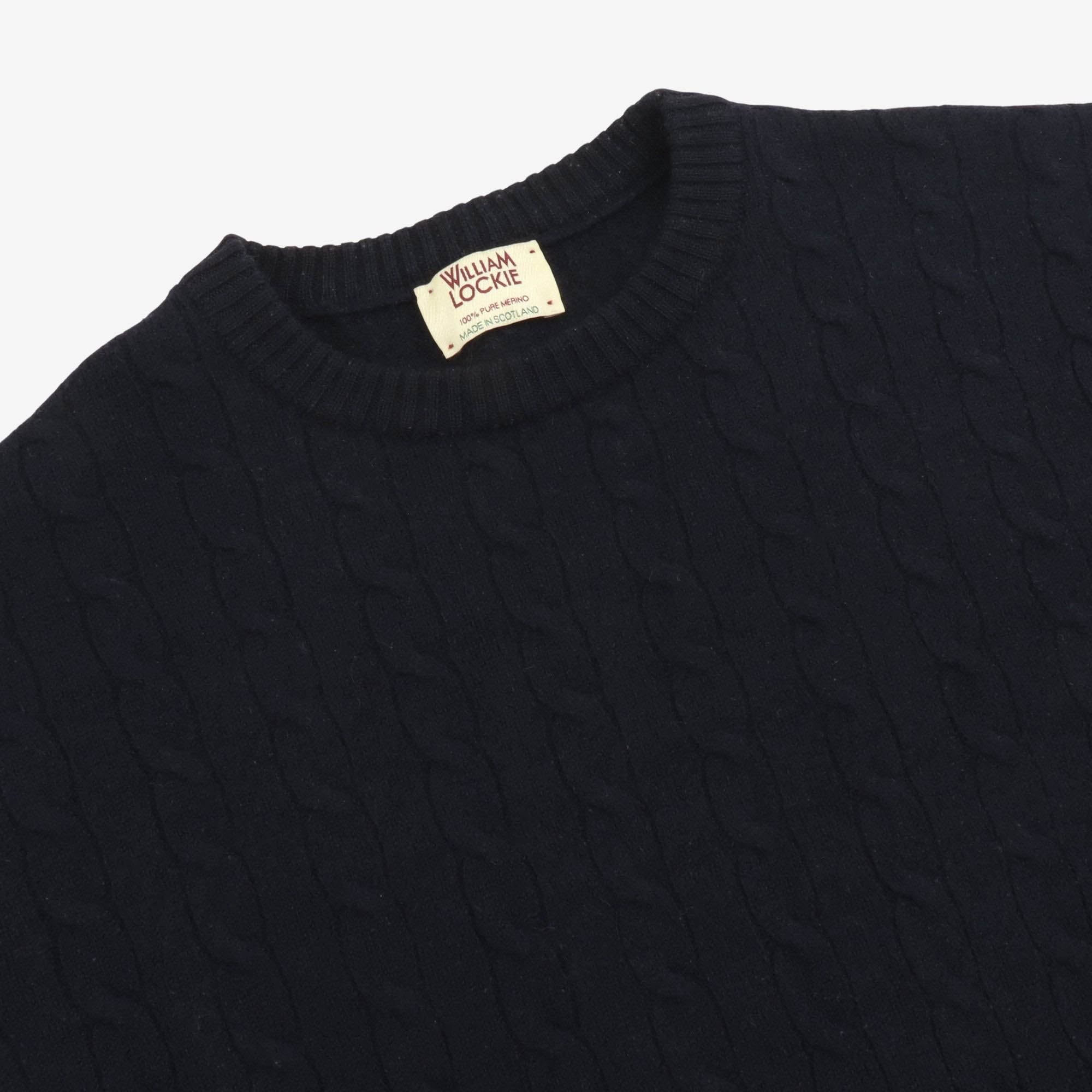 Merino Wool Cable Crewneck Sweater
