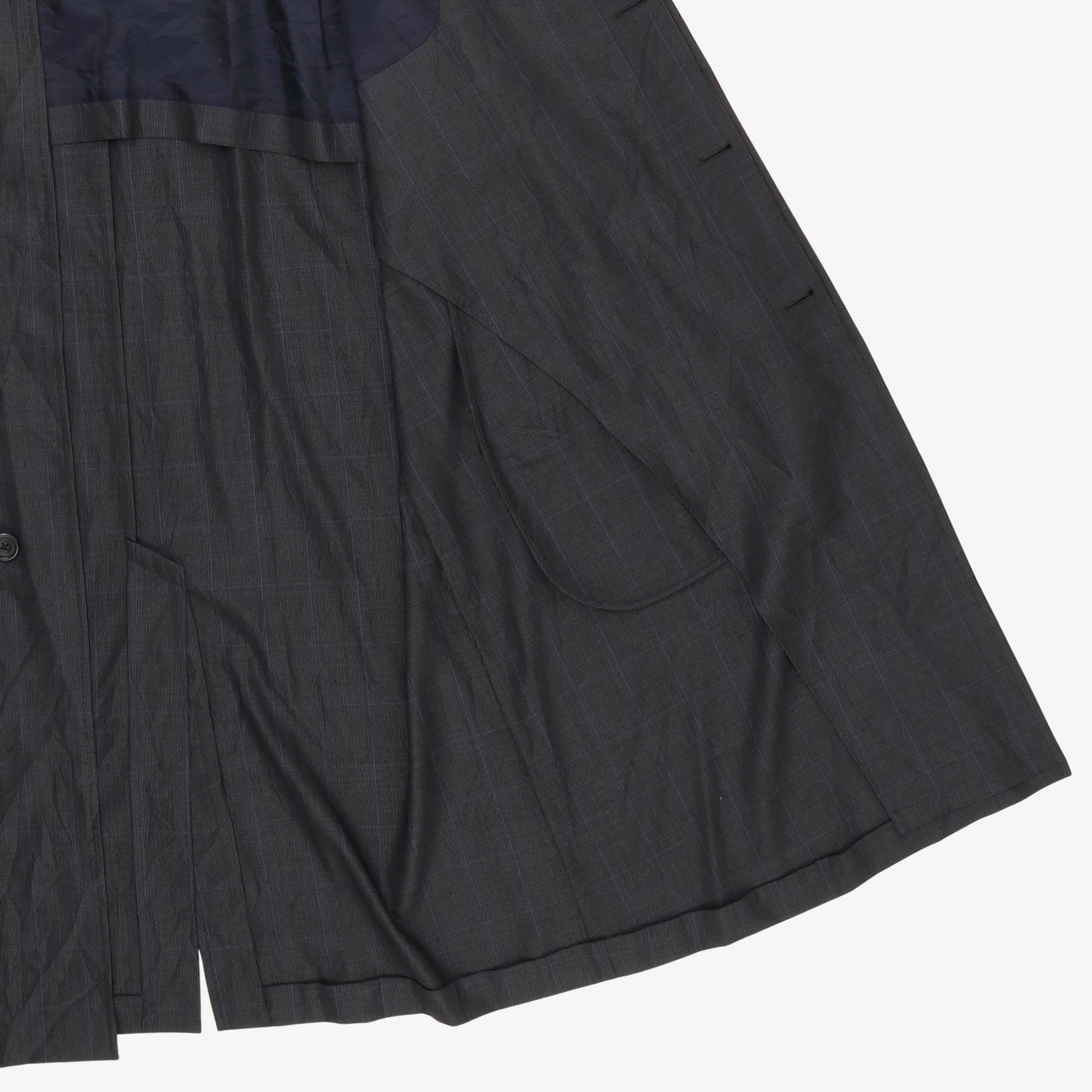 Wool Silk Check Overcoat