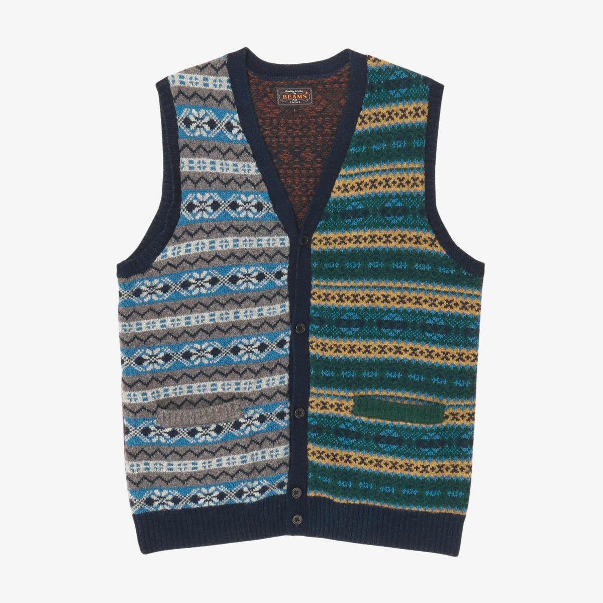Beams Plus Fair Isle Button Knit Vest – Marrkt