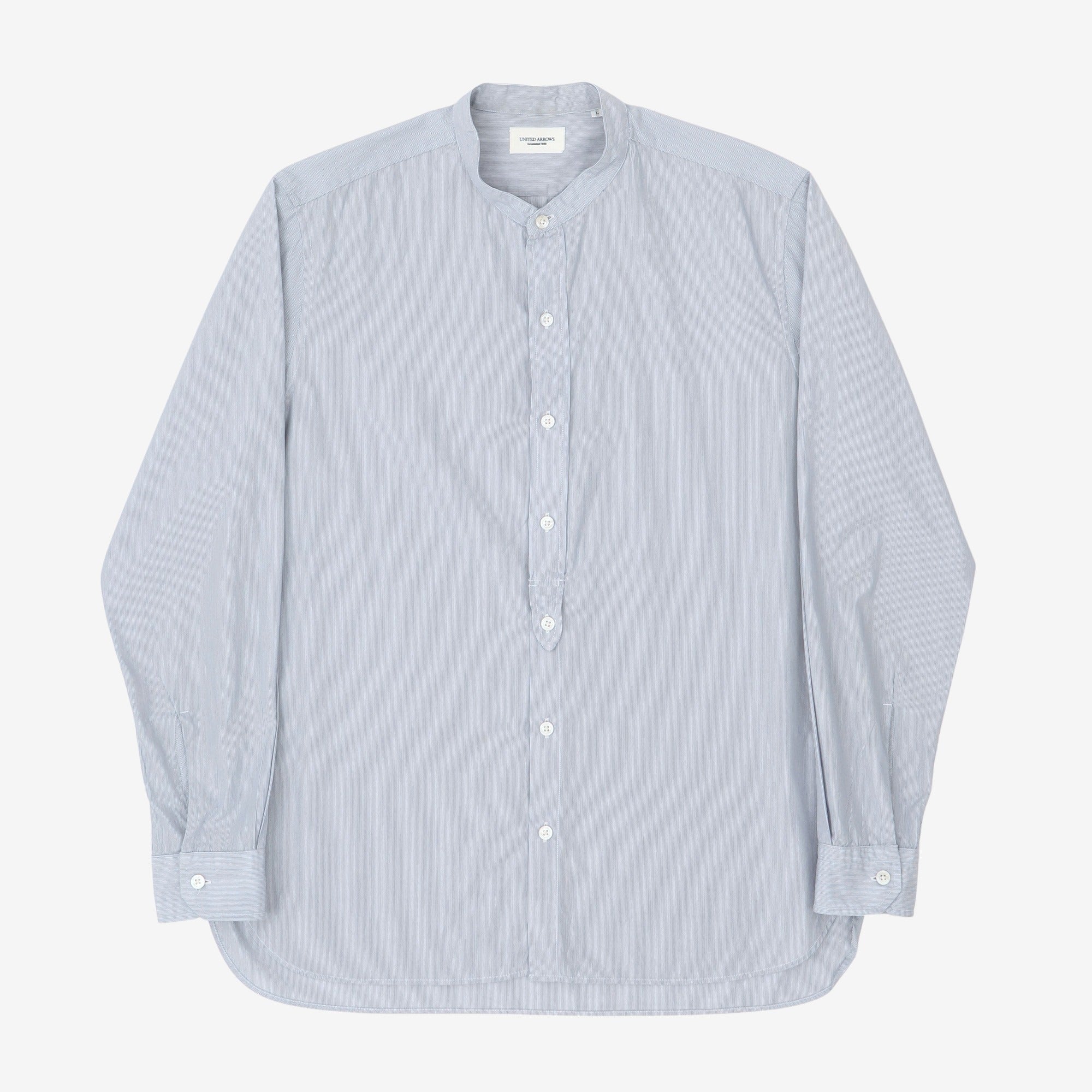 Band Collar Pencil Stripe Shirt