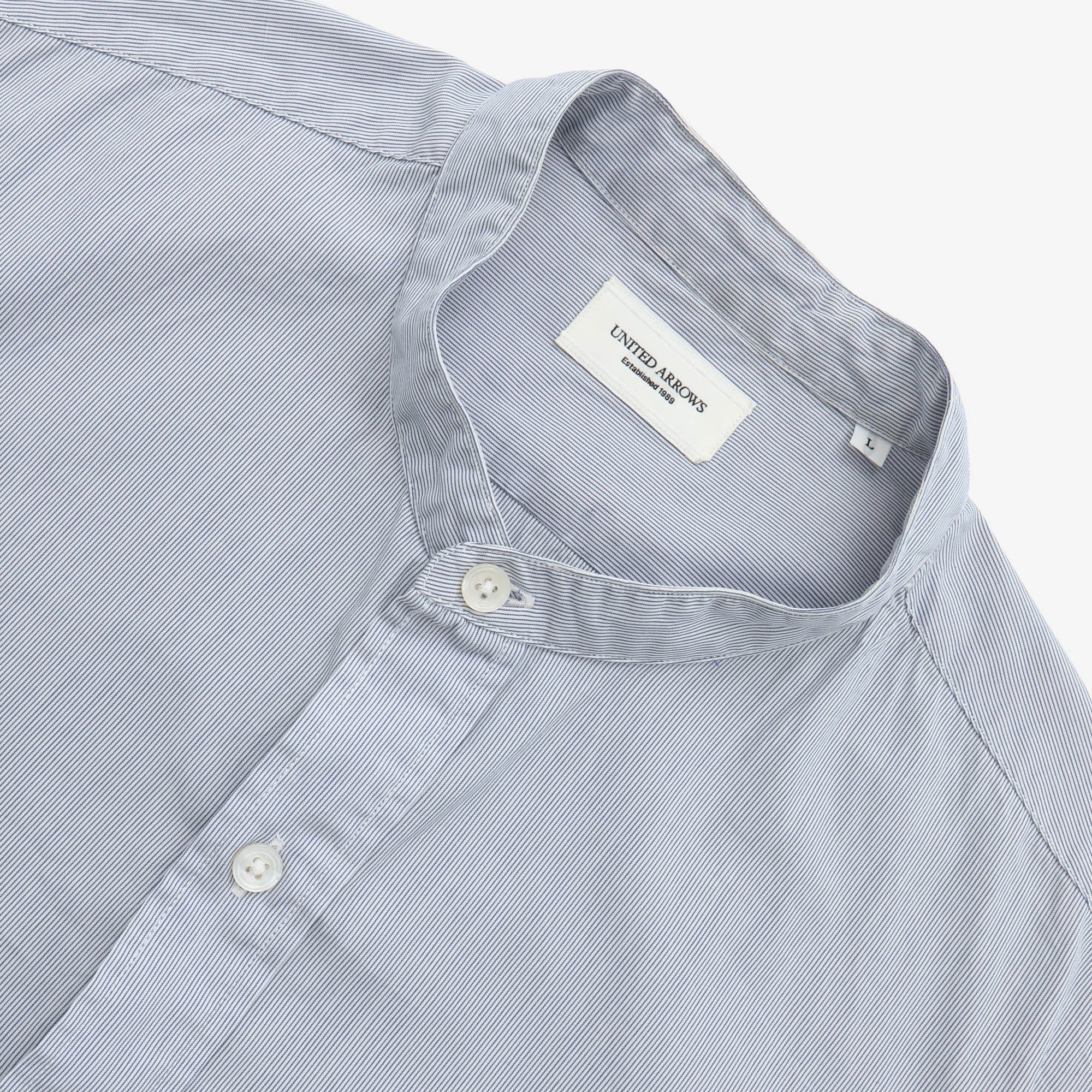 Band Collar Pencil Stripe Shirt