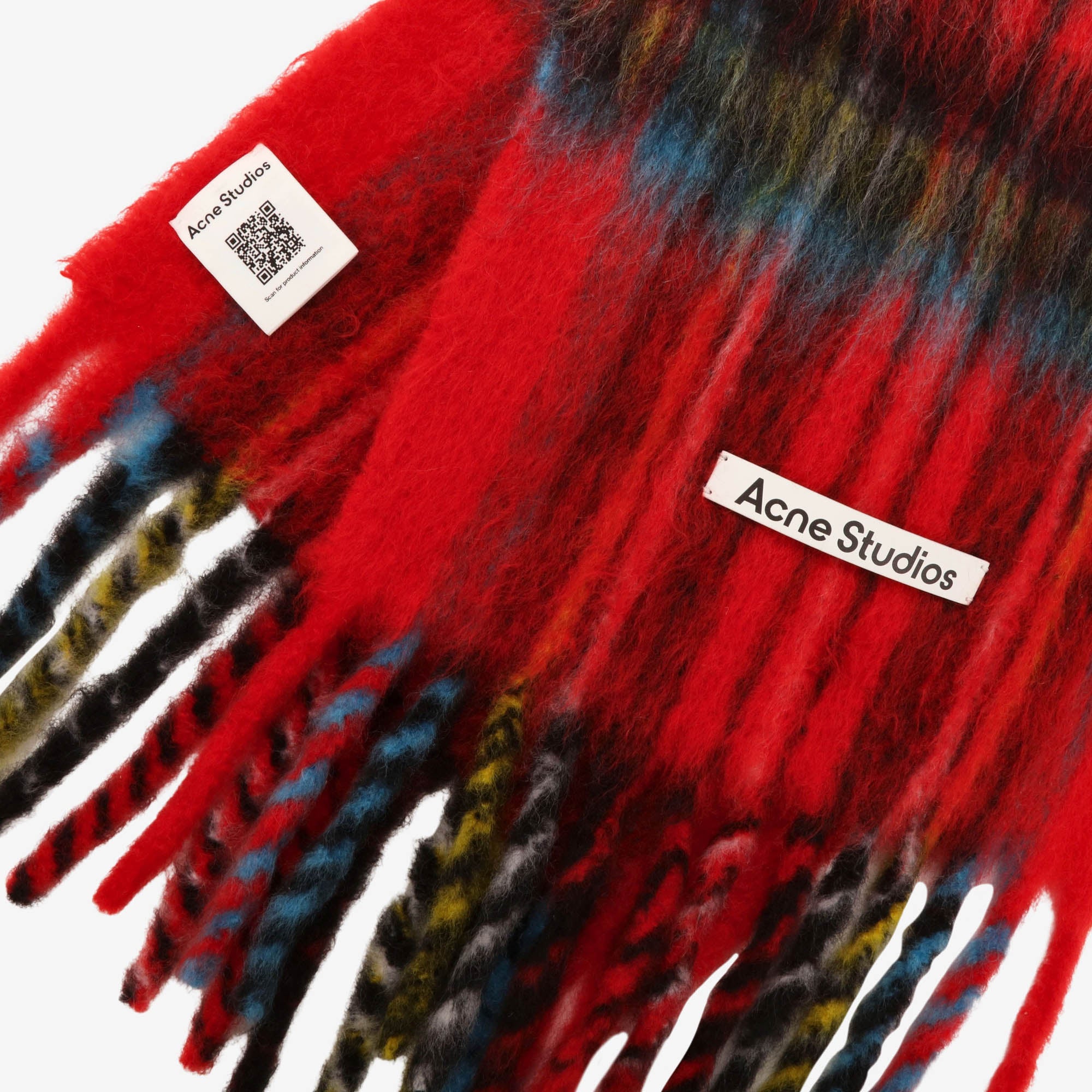 Tartan Fringed Mohair Blend Scarf