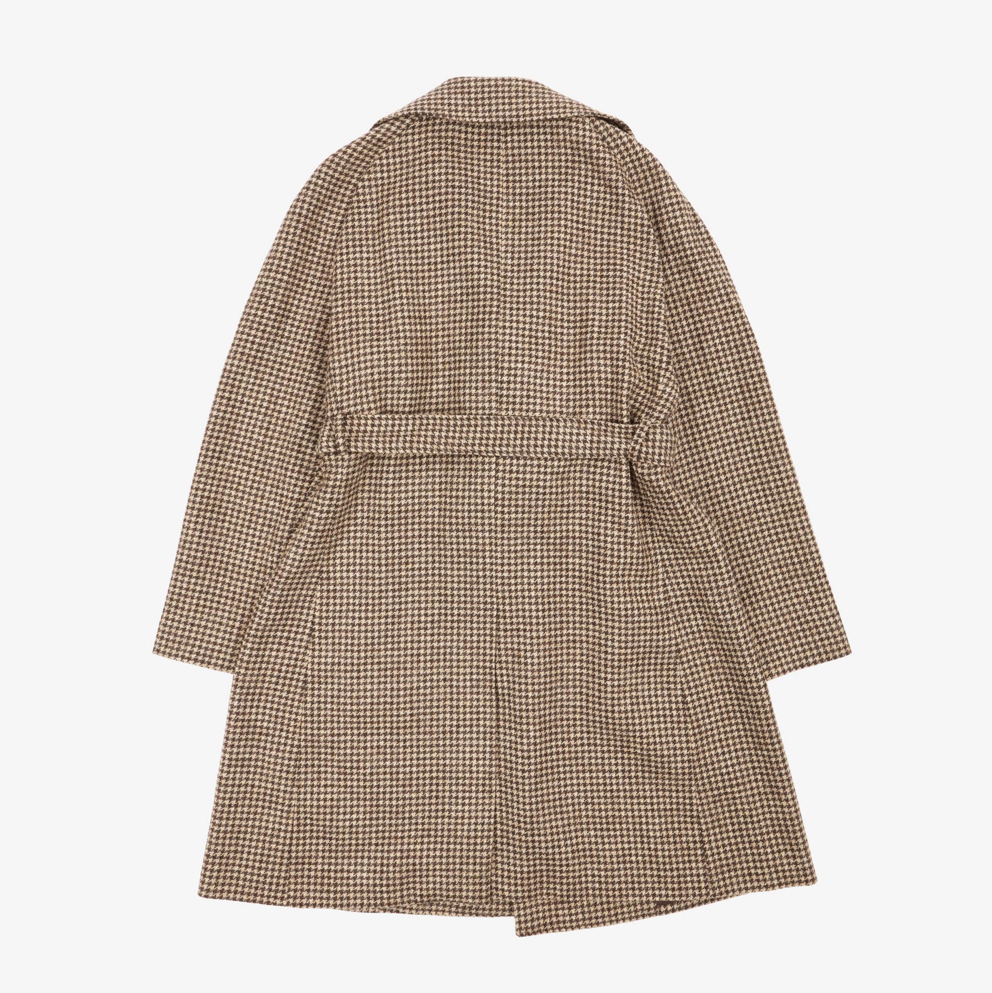 Belted Houndstooth Overcoat