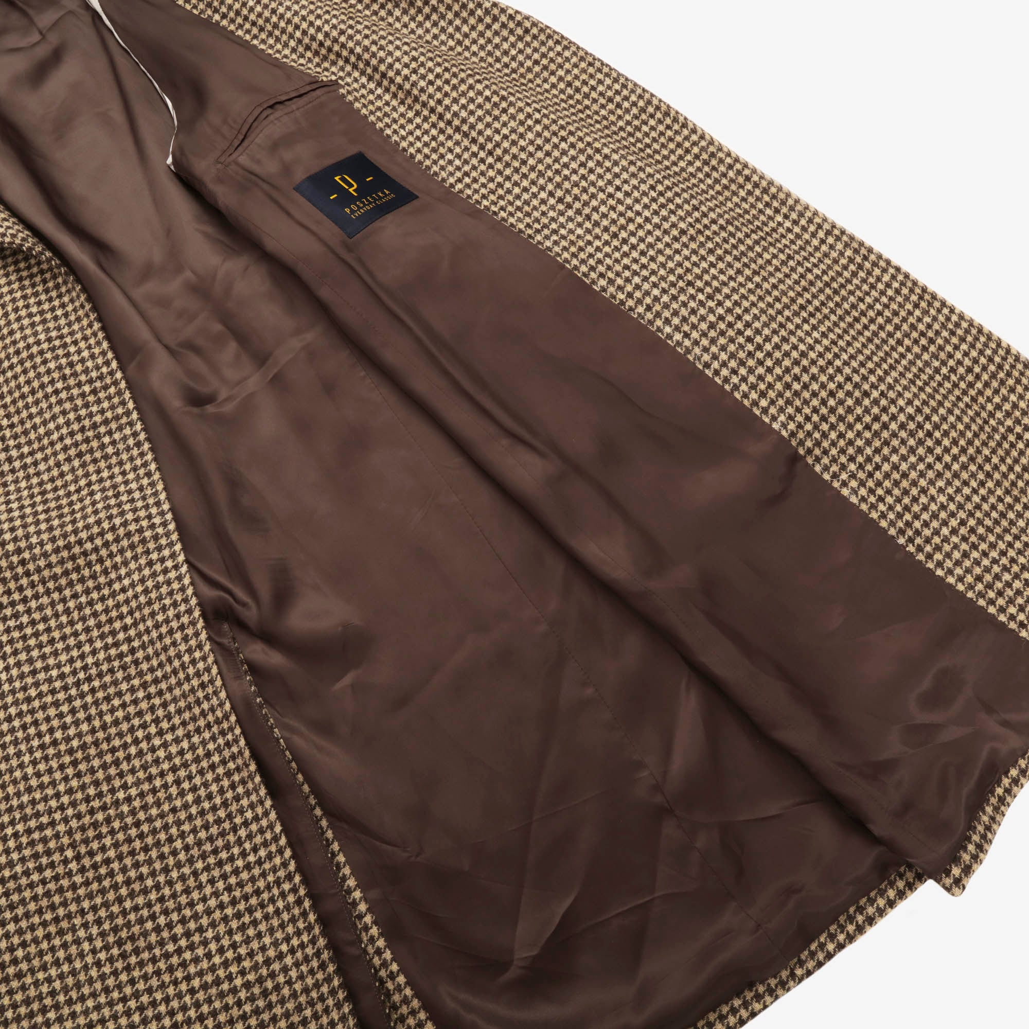 Belted Houndstooth Overcoat