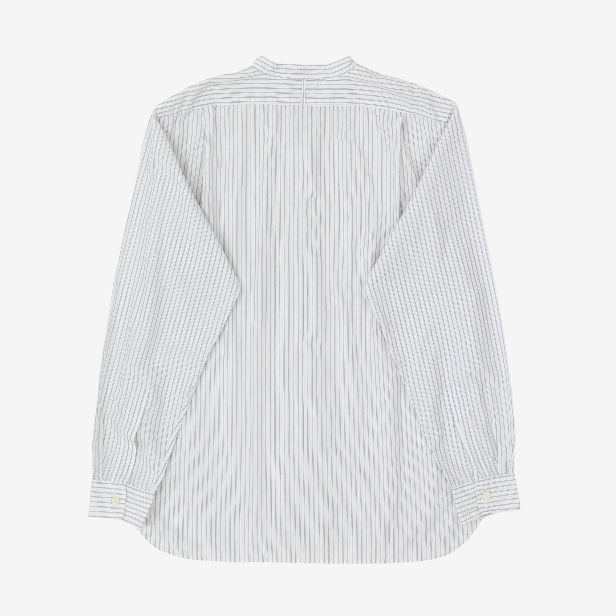 Textured Stripe Band Collar Shirt