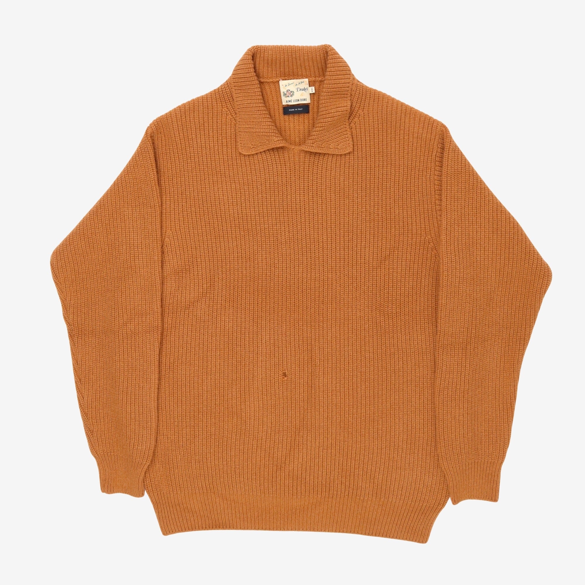 ALD Open Collar Ribbed Knit Sweater