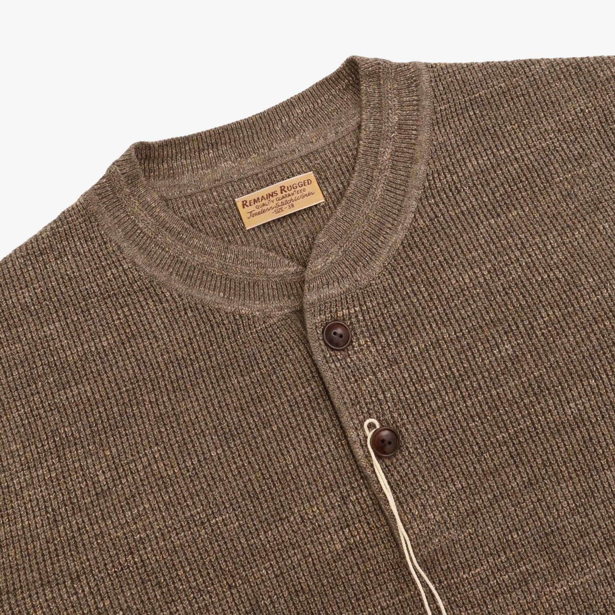Textured Melange Knit Henley