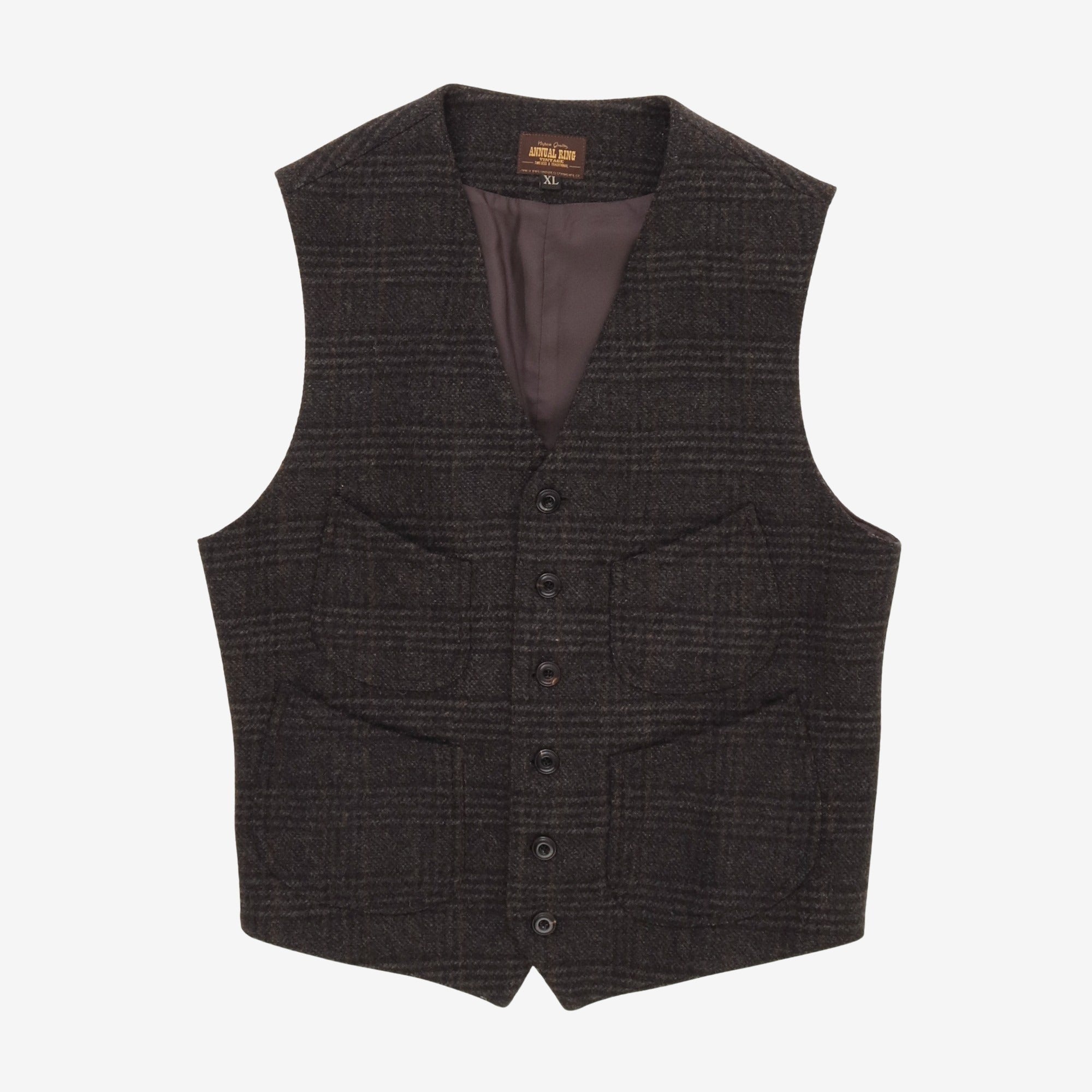 Plaid Tweed Wool Vest