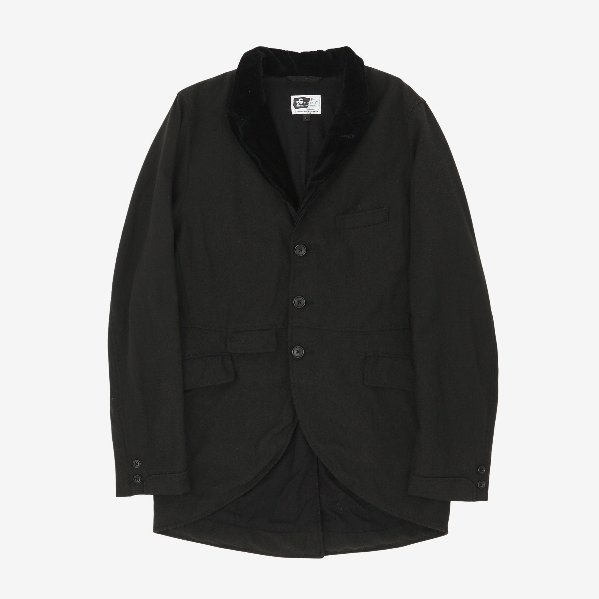 Velvet Collar Wool Twill Jacket