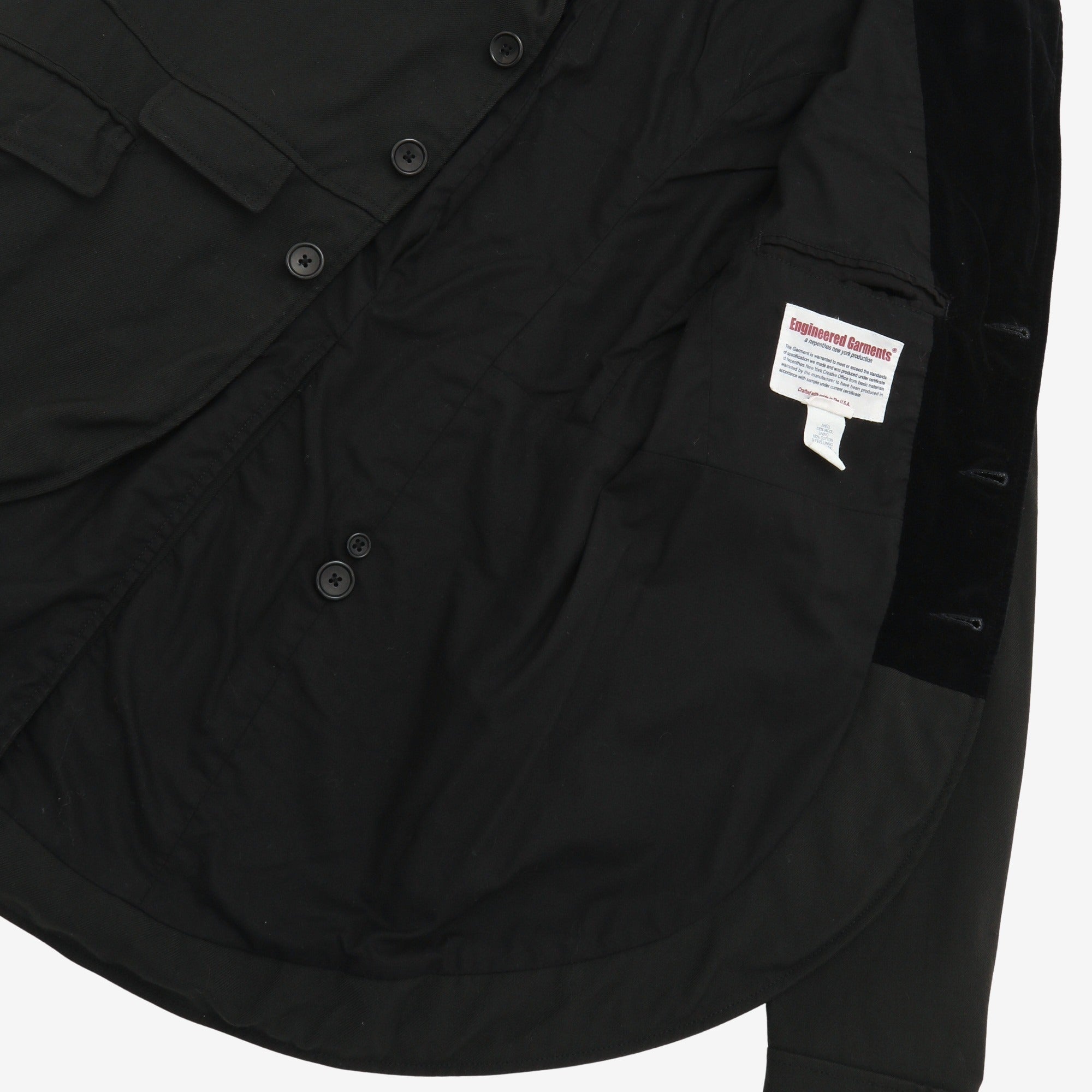 Velvet Collar Wool Twill Jacket