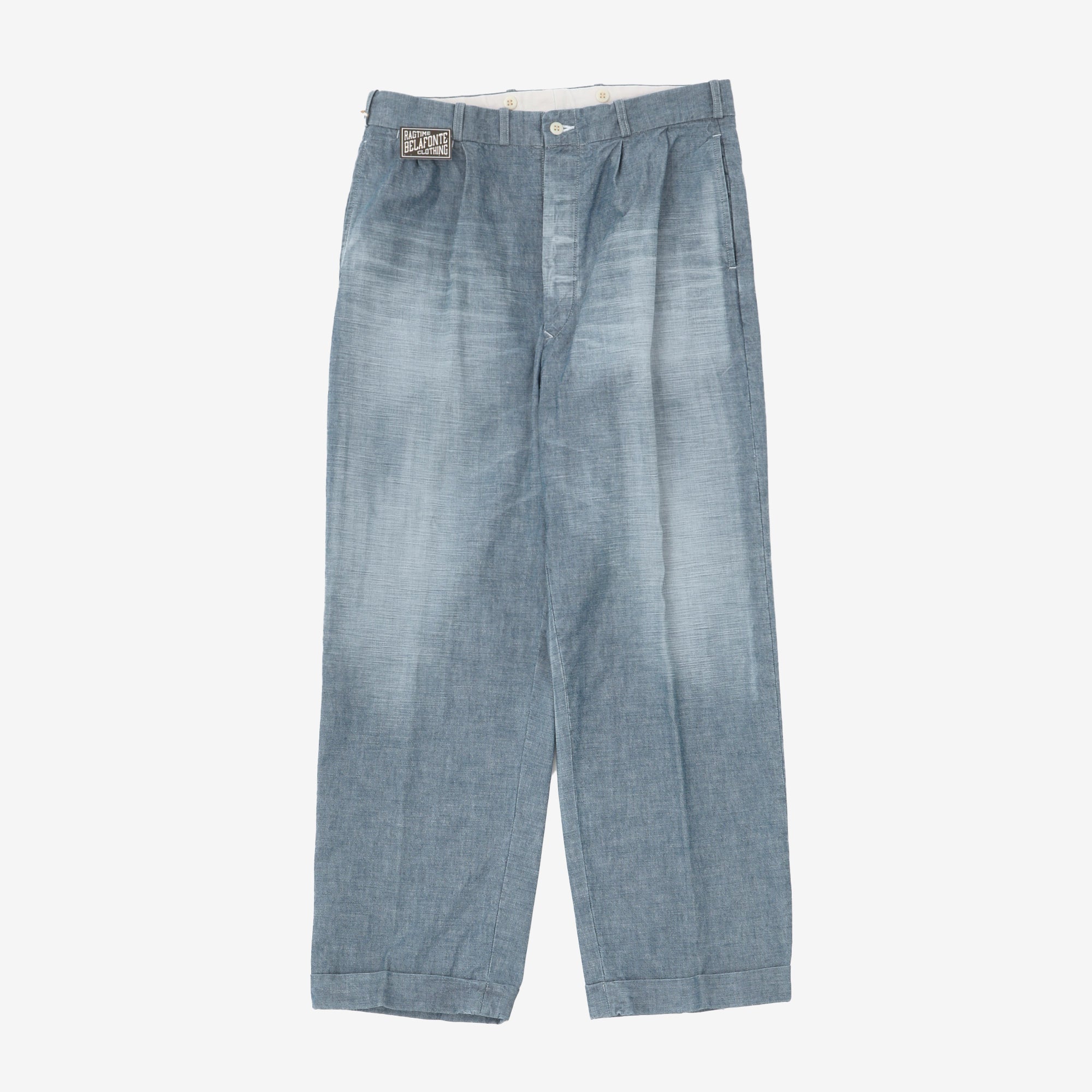 Wide Leg Chambray Trousers