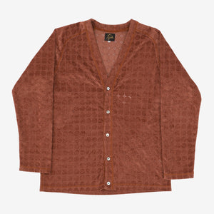 Embroidered Velour Cardigan