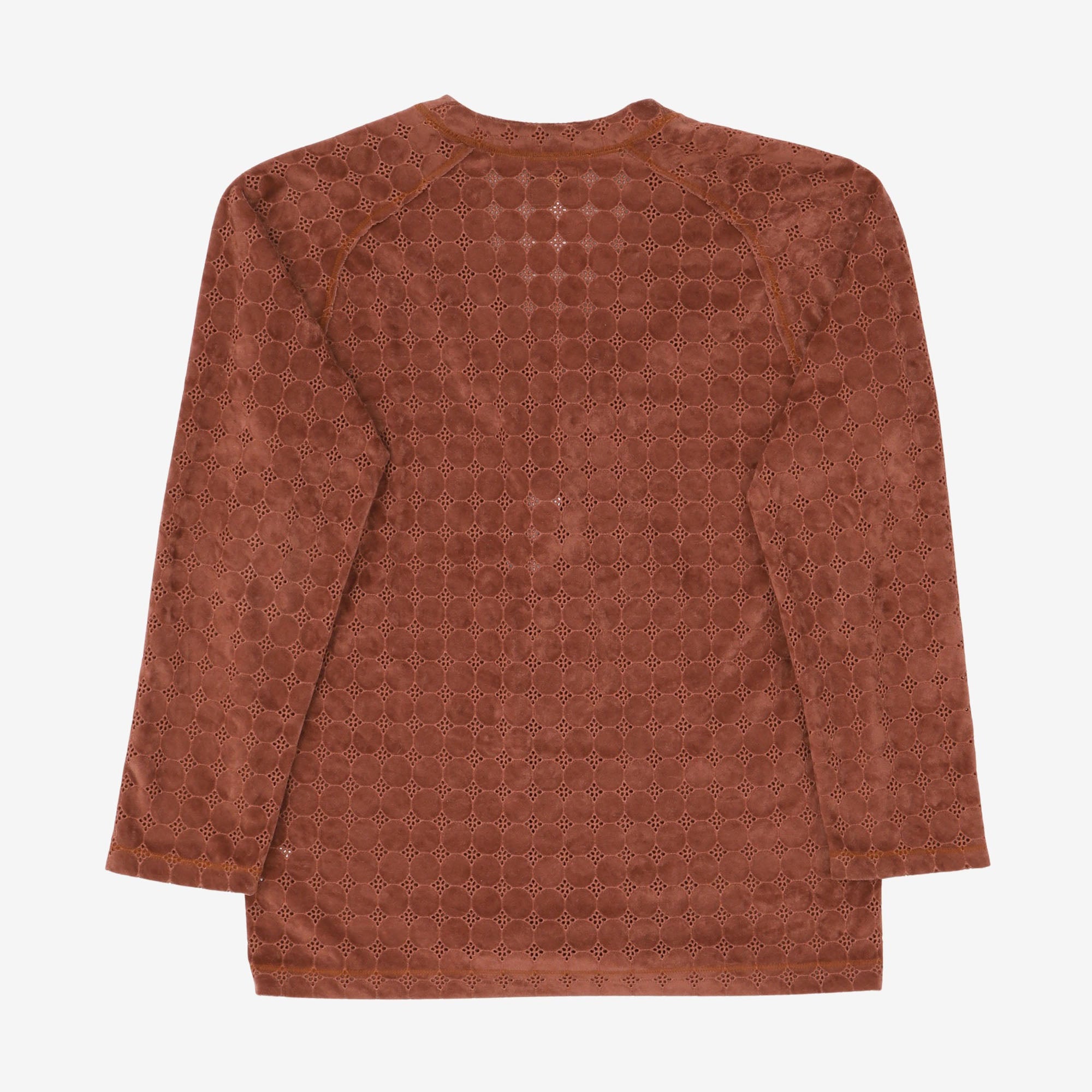 Embroidered Velour Cardigan