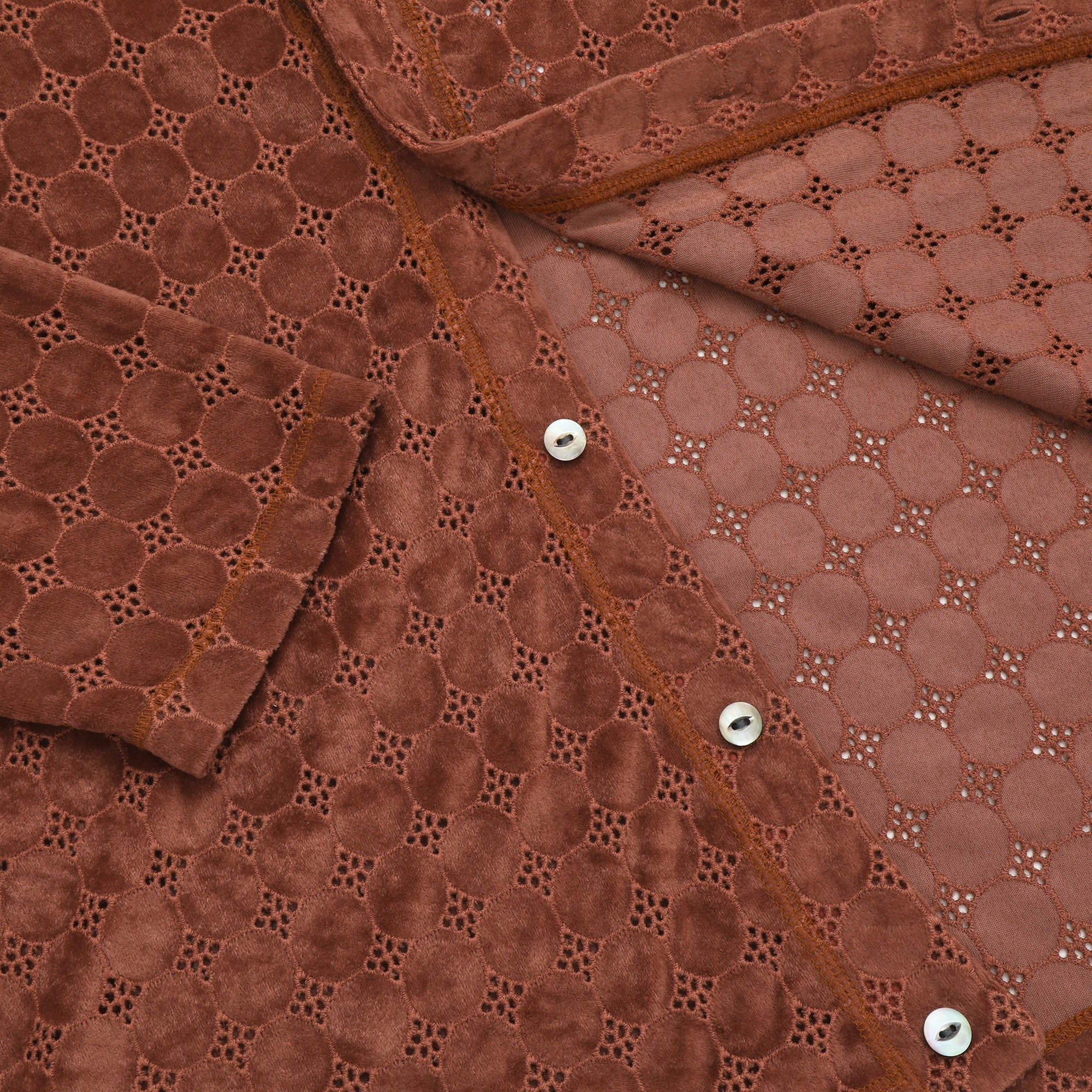 Embroidered Velour Cardigan