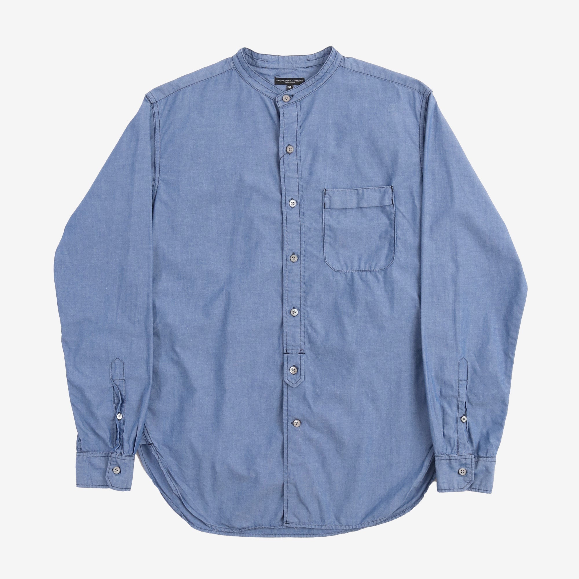 Grandad Collar Chambray Shirt