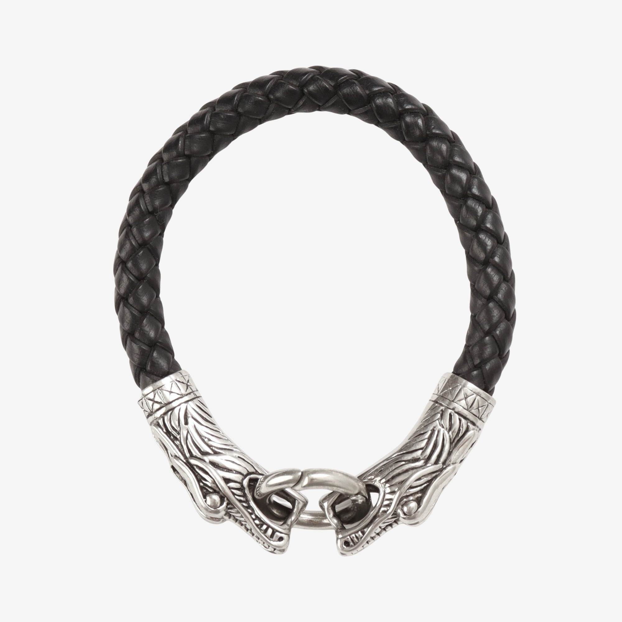 Silver Leather Snake Bracelet