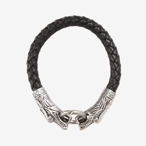 Silver Leather Snake Bracelet