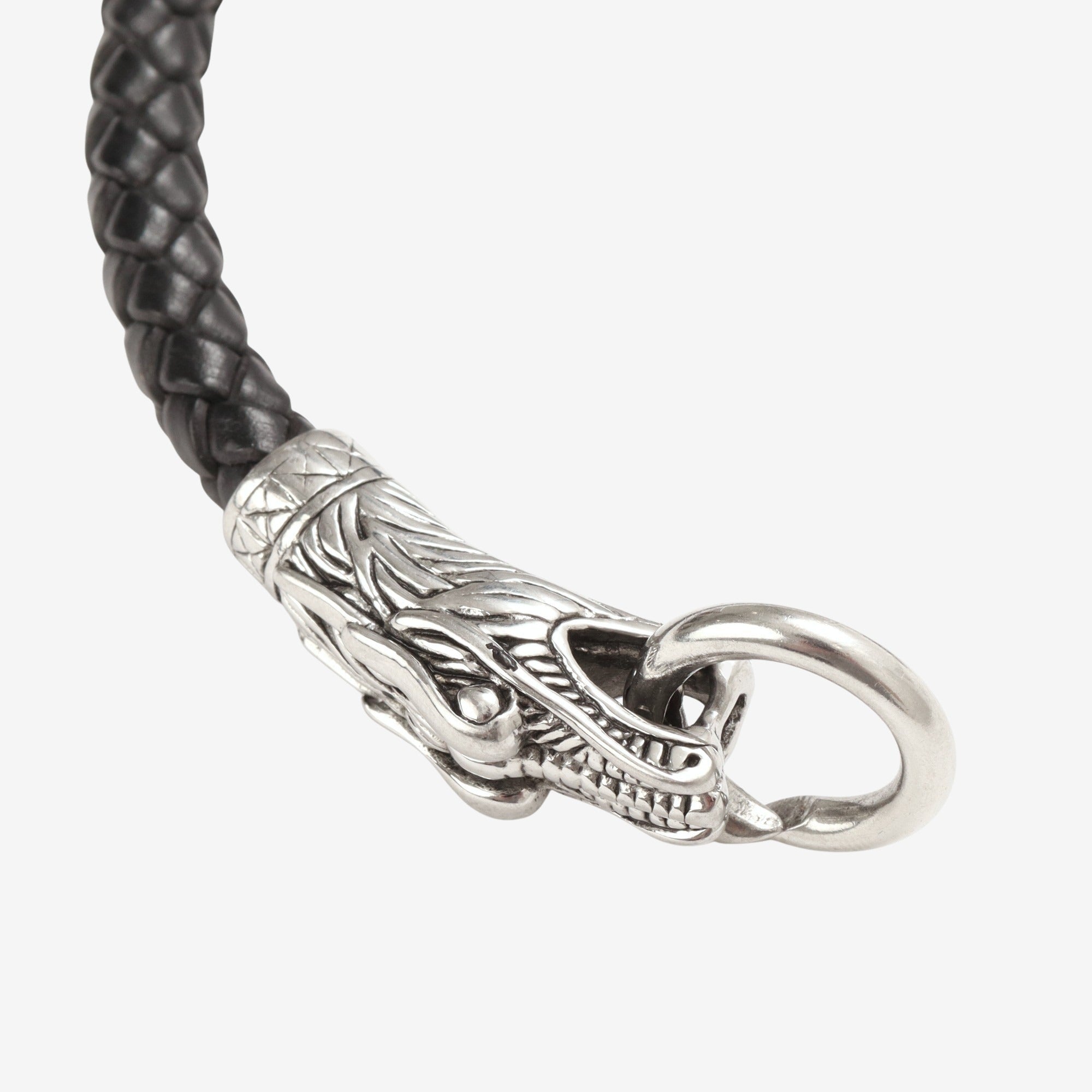 Silver Leather Snake Bracelet