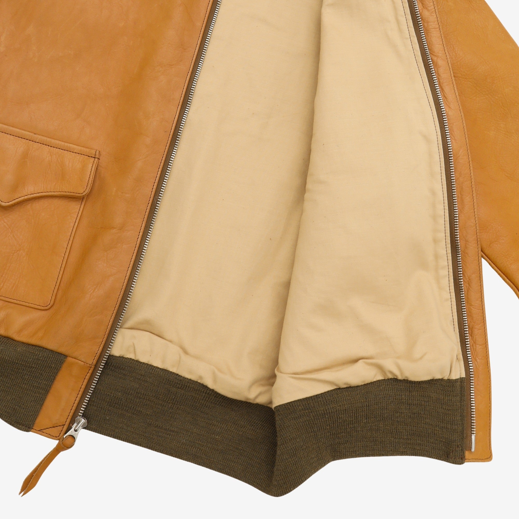 Type A-2 Raw Sienna Leather Jacket