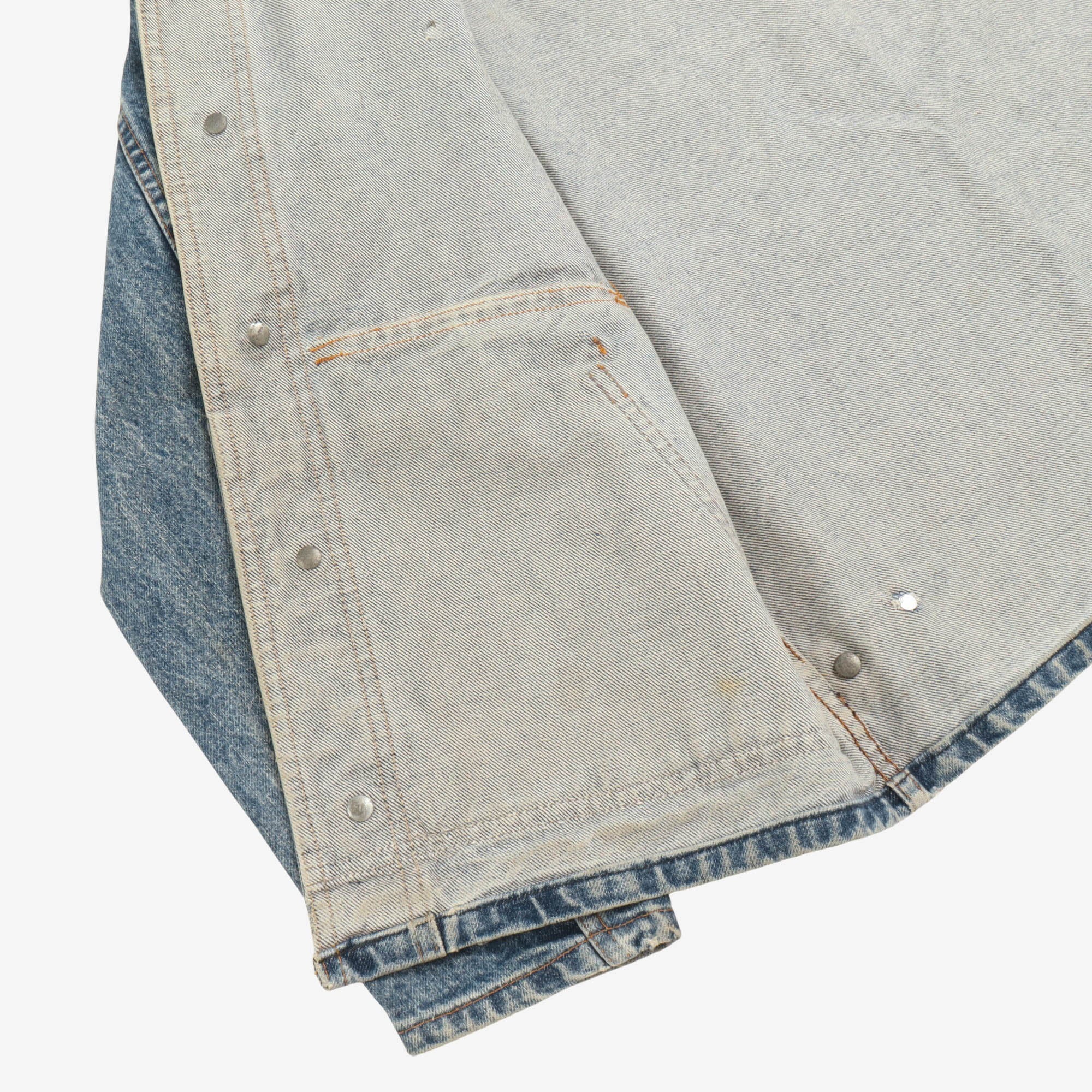 Vintage 80s Leather Collar Denim Chore Jacket