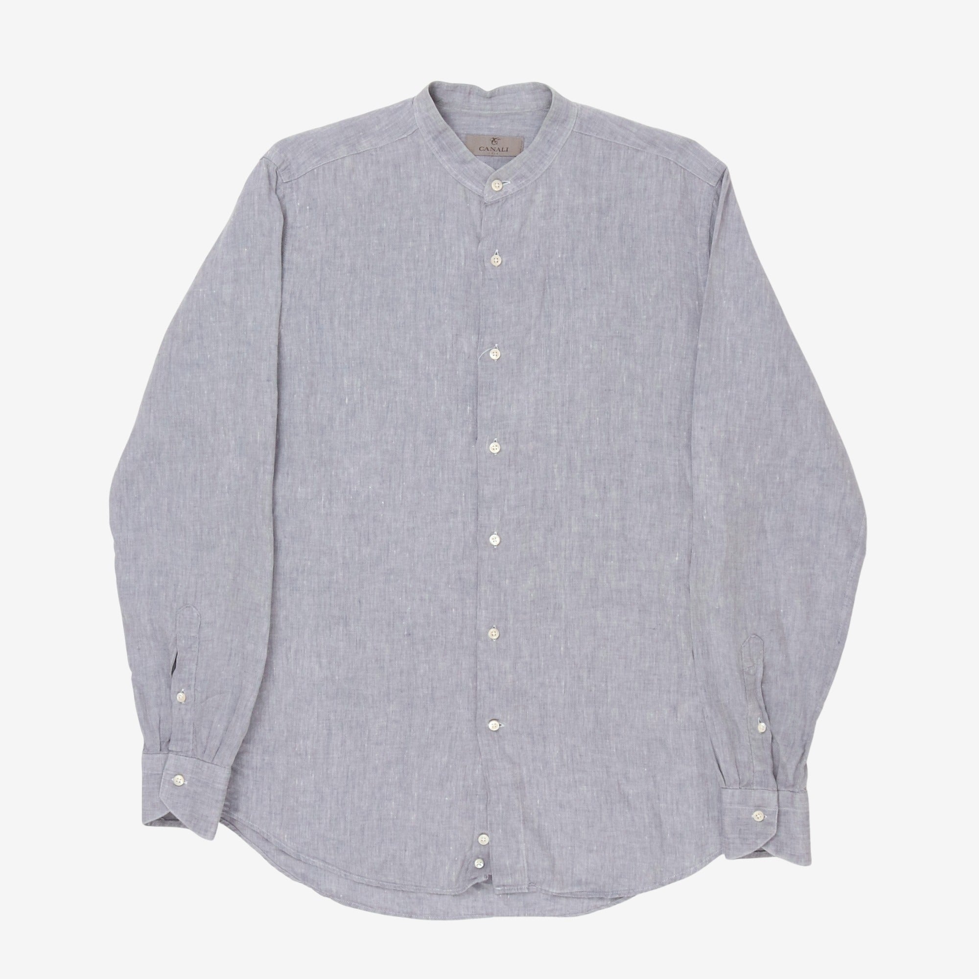 Collarless Linen Shirt