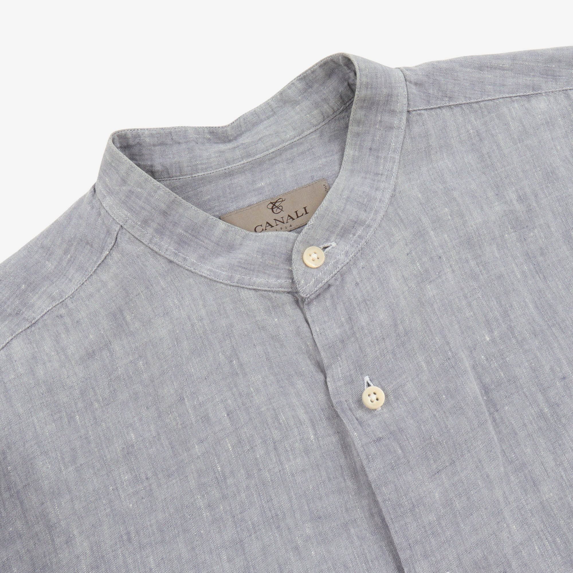 Collarless Linen Shirt