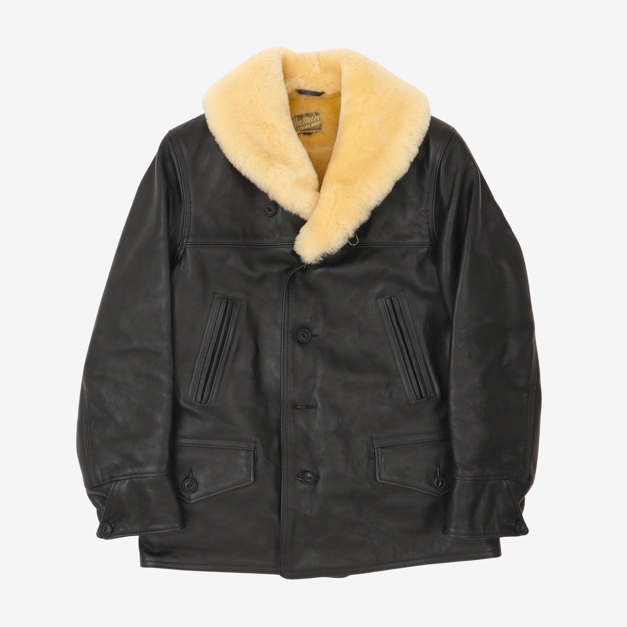 Shawl Collar Leather Coat