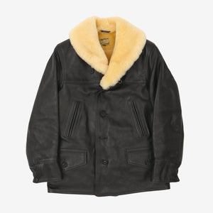 Shawl Collar Leather Coat