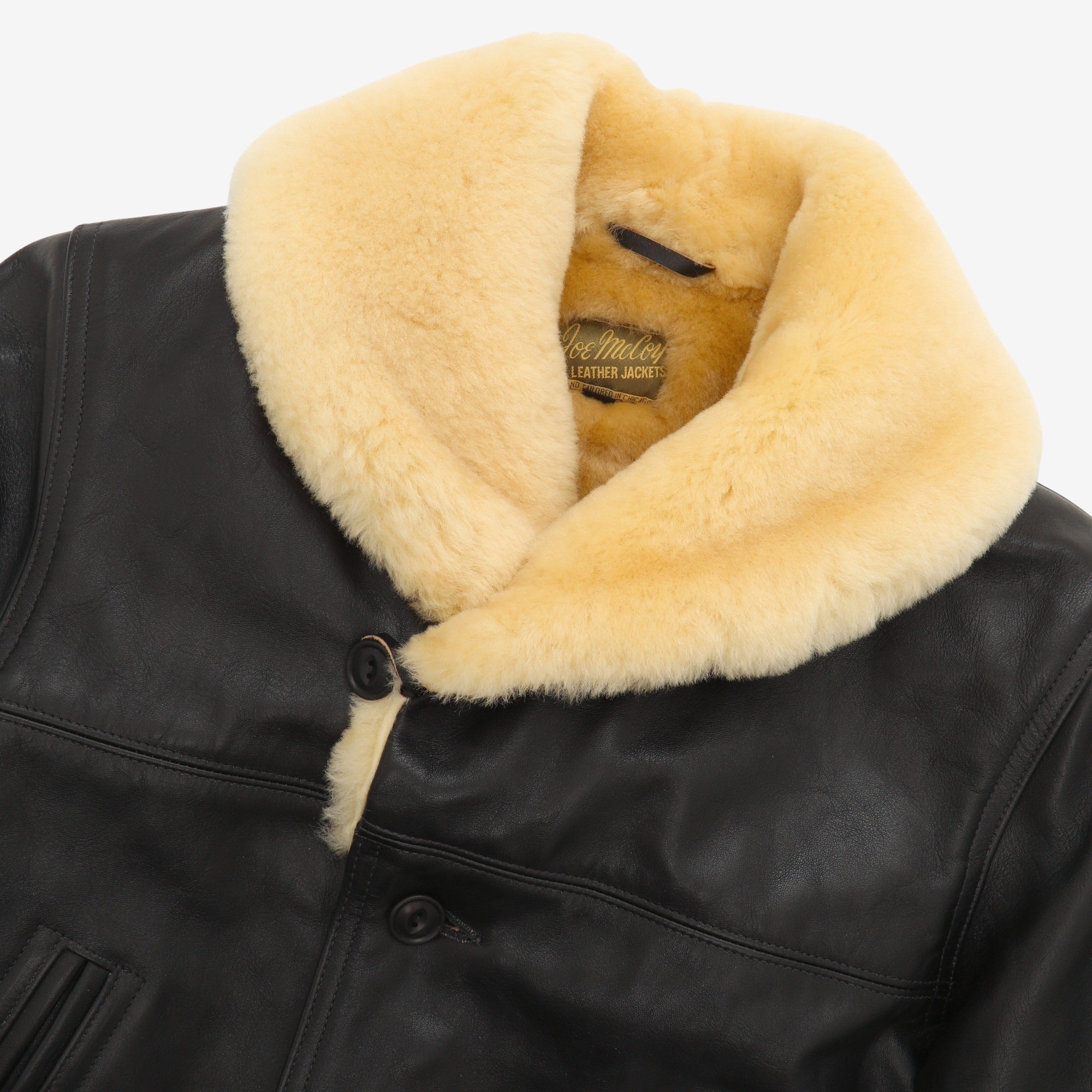 Shawl Collar Leather Coat