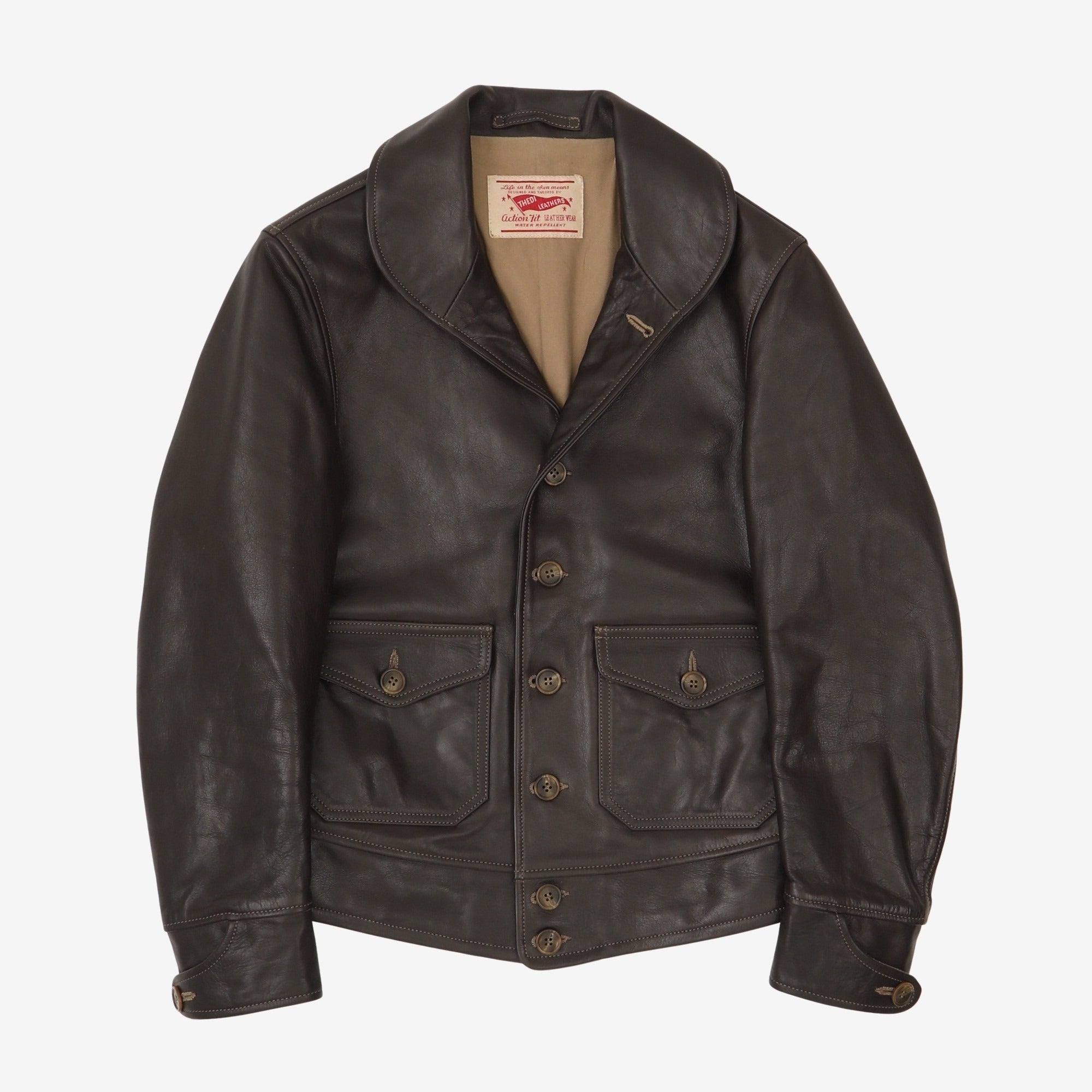 Shawl Collar Leather Jacket