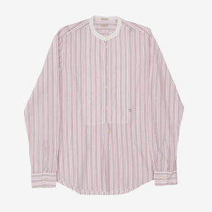 Collarless Striped Dress Shirt