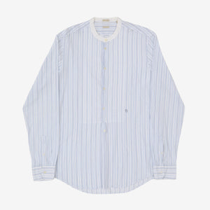 Collarless Striped Dress Shirt