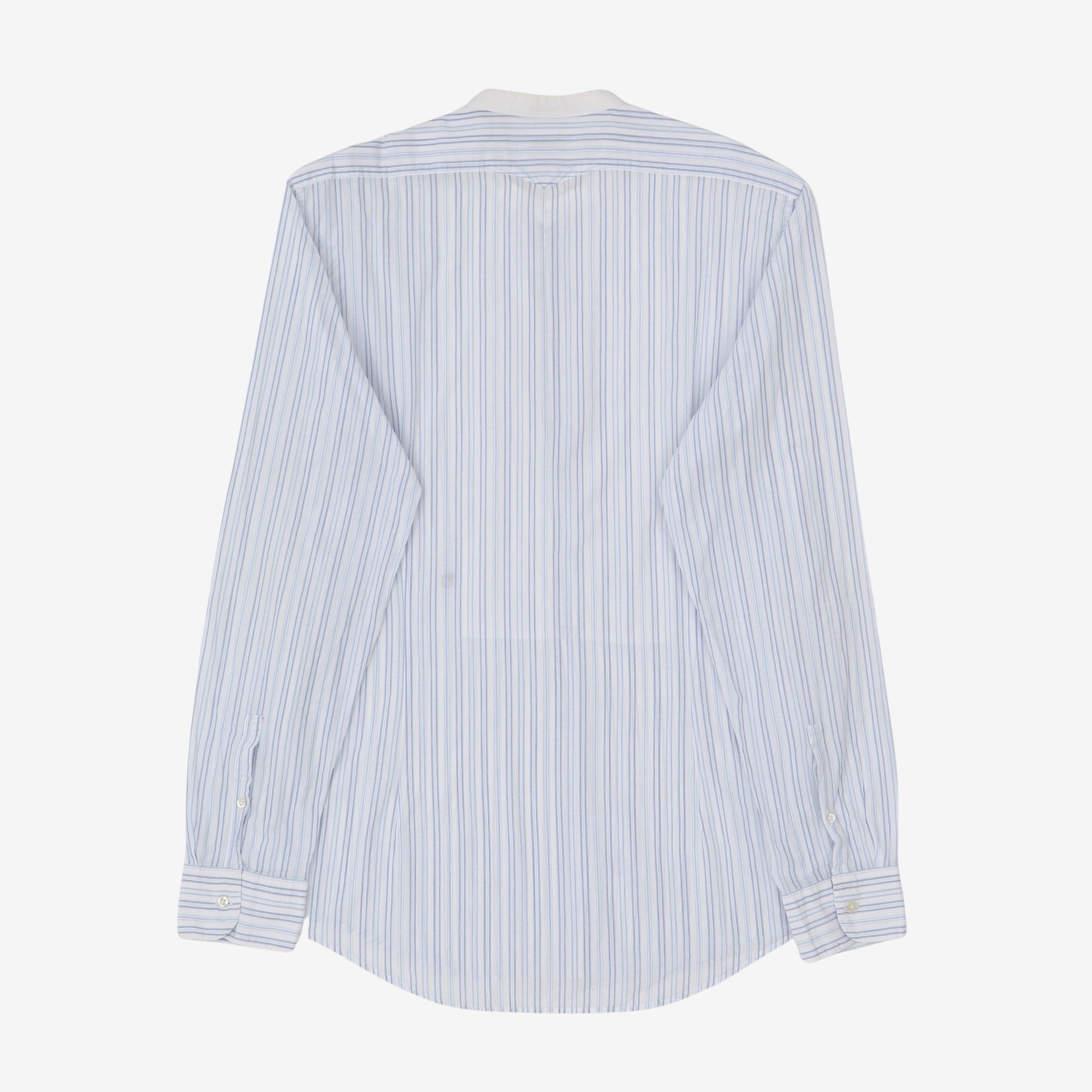 Collarless Striped Dress Shirt