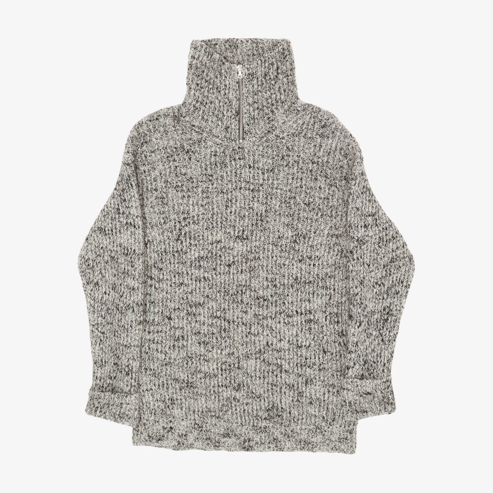 Rib Turtleneck Knit Zip Sweater