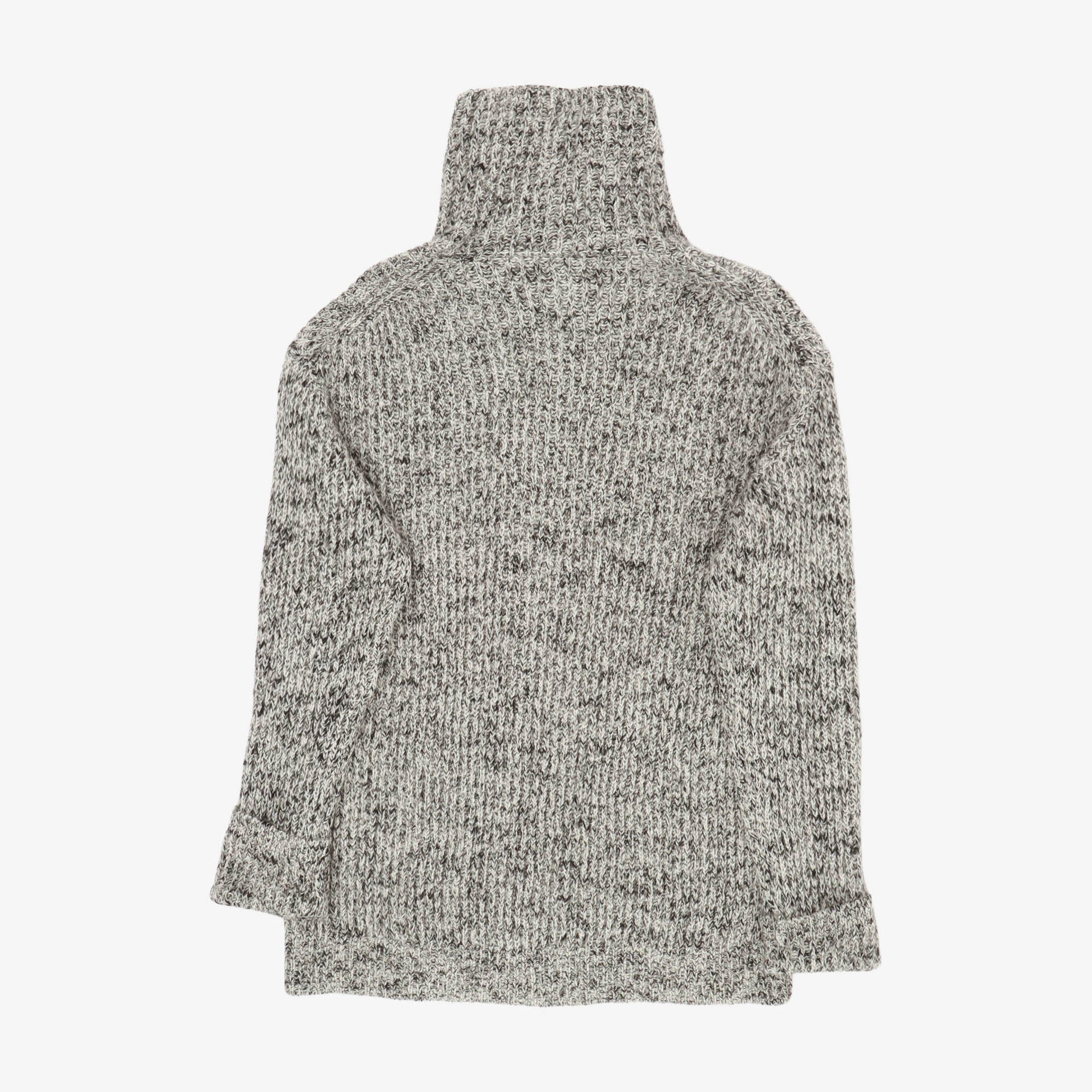 Rib Turtleneck Knit Zip Sweater