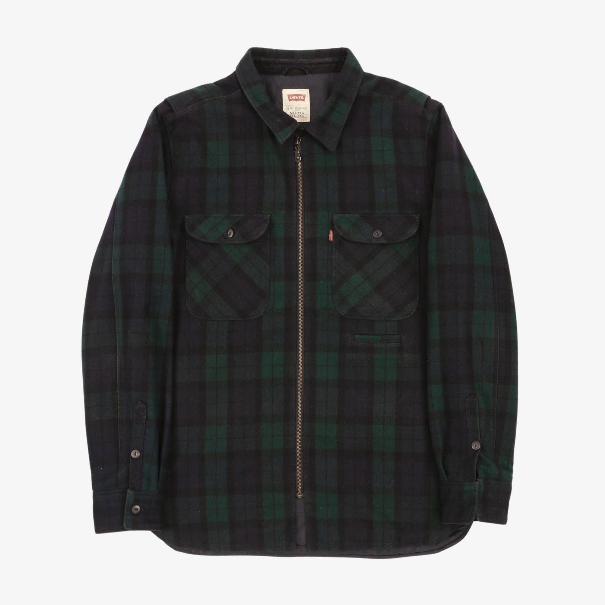 Plaid Wool Zip Up Jacket