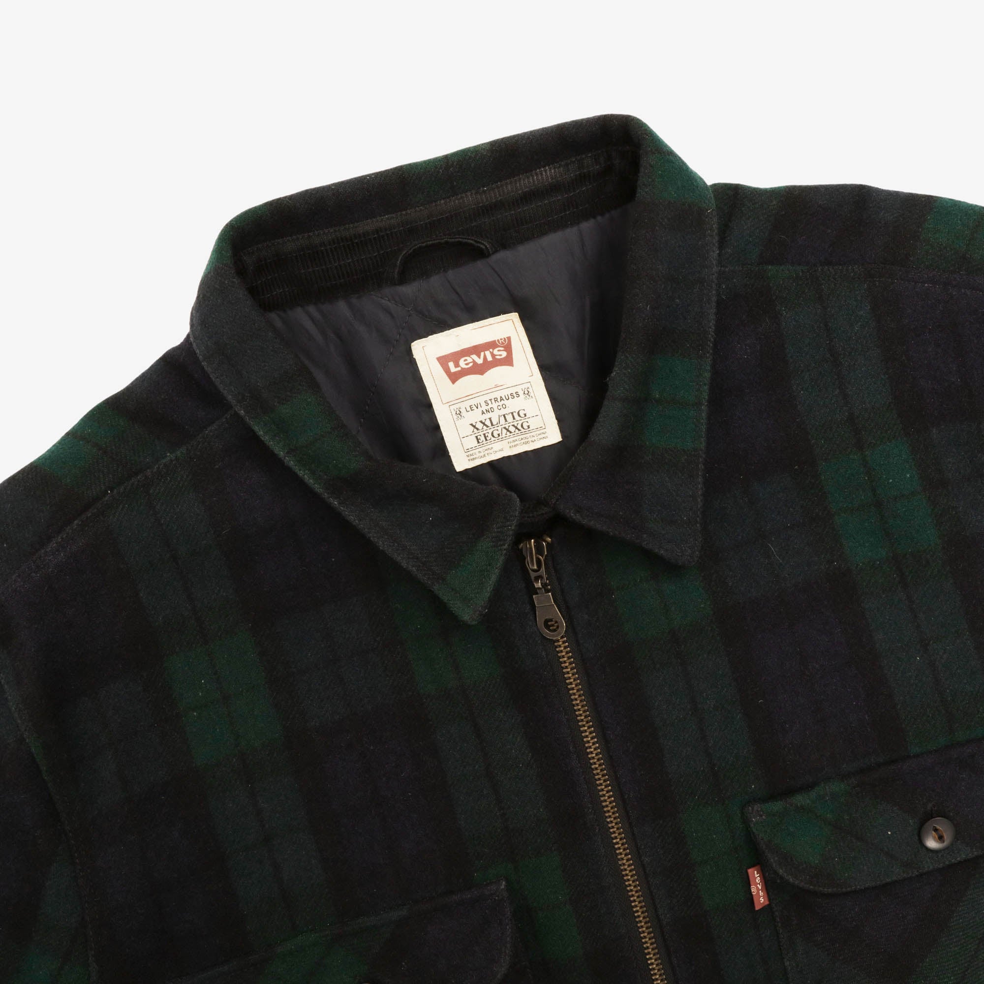 Plaid Wool Zip Up Jacket