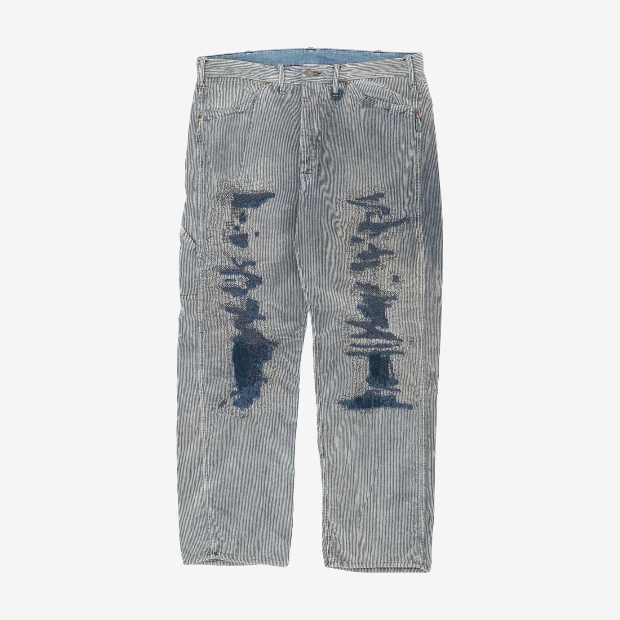 Straight Fit Distressed Corduroy Pants (36W X 30L)